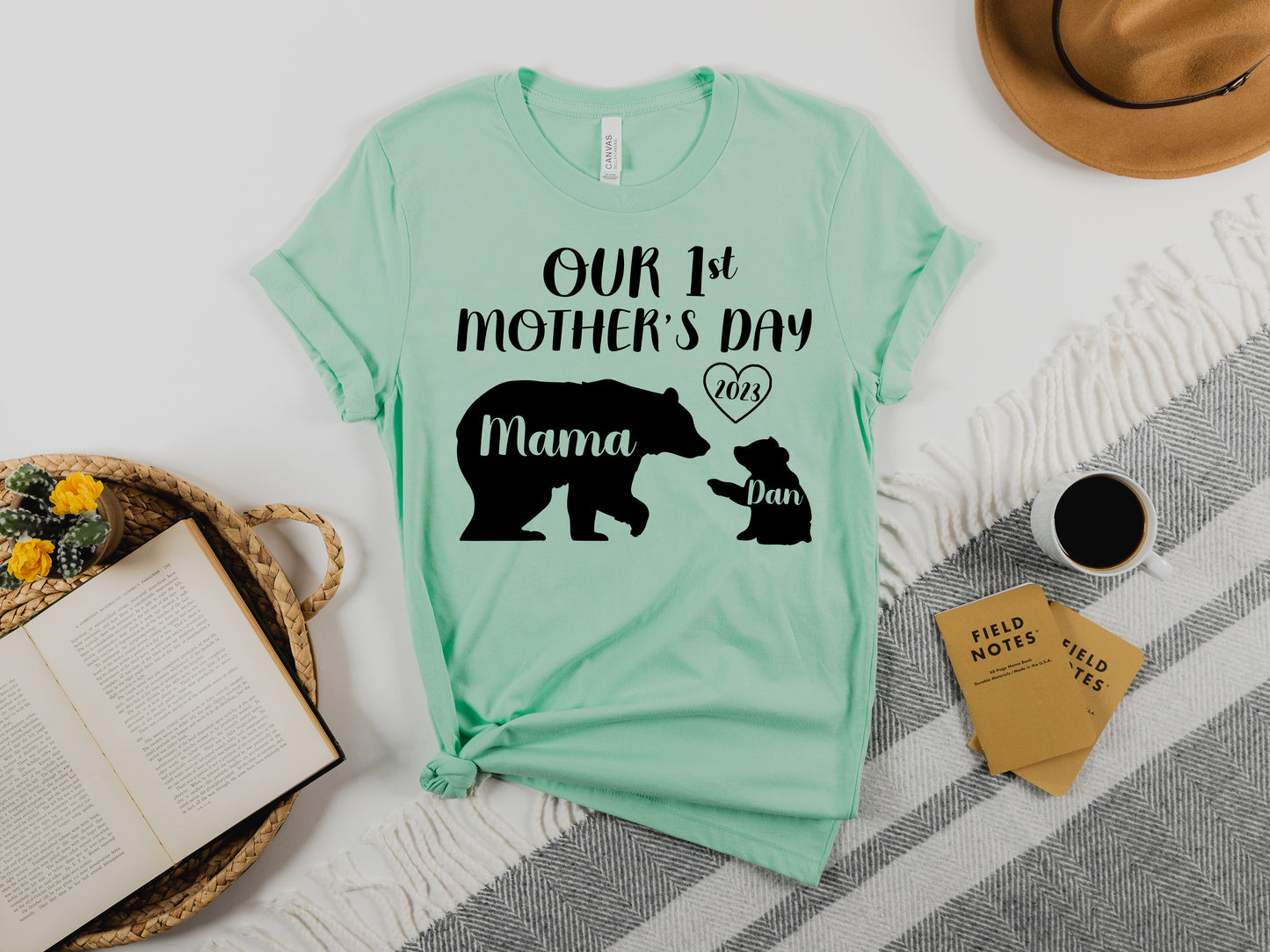 Our 1st Mother's Day Shirt, Mama Bear Shirt with Kids Name, Custom Mom Shirt-newamarketing