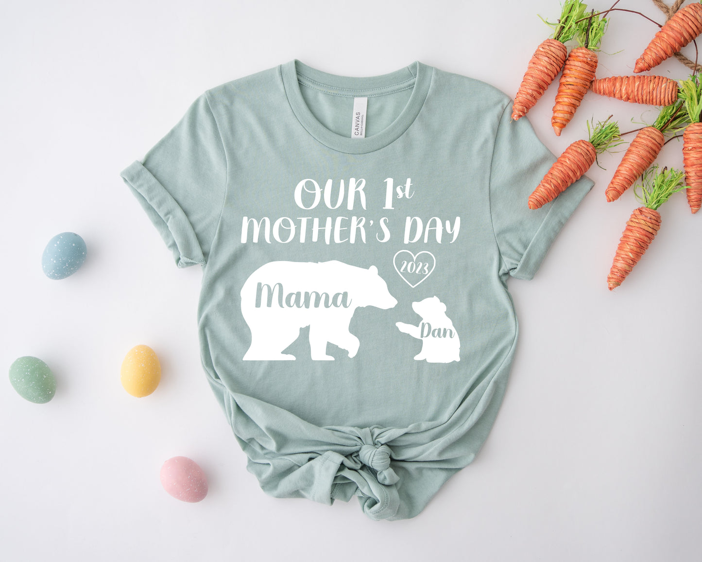 Our 1st Mother's Day Shirt, Mama Bear Shirt with Kids Name, Custom Mom Shirt-newamarketing