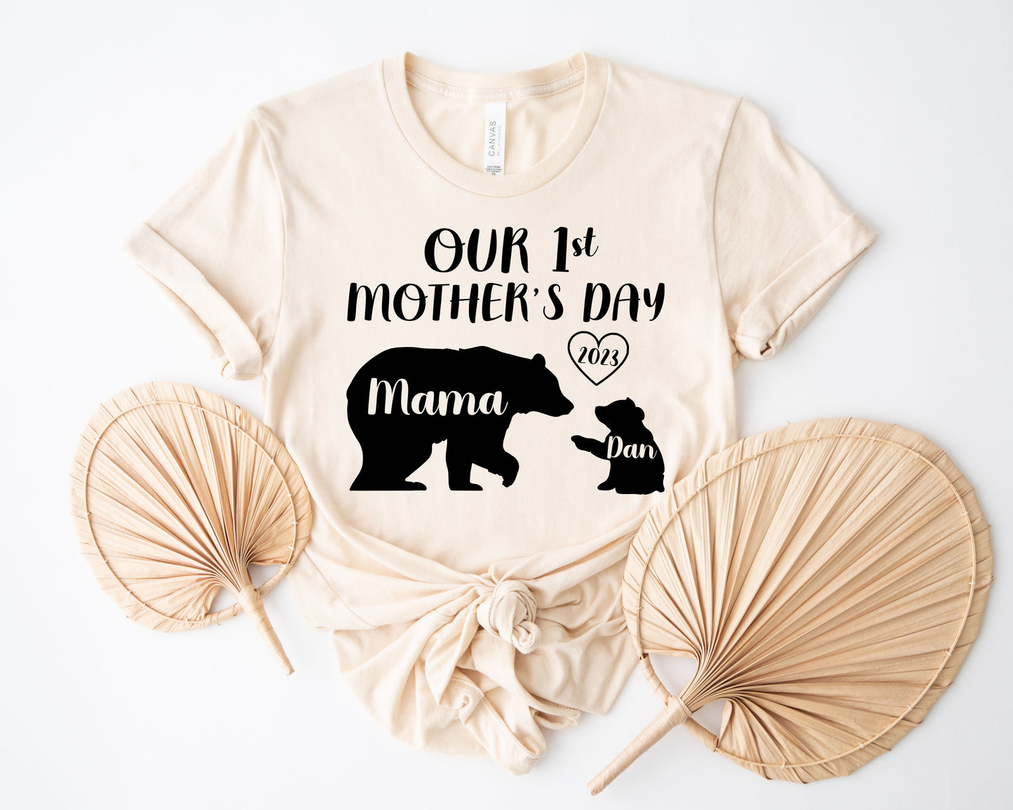 Our 1st Mother's Day Shirt, Mama Bear Shirt with Kids Name, Custom Mom Shirt-newamarketing
