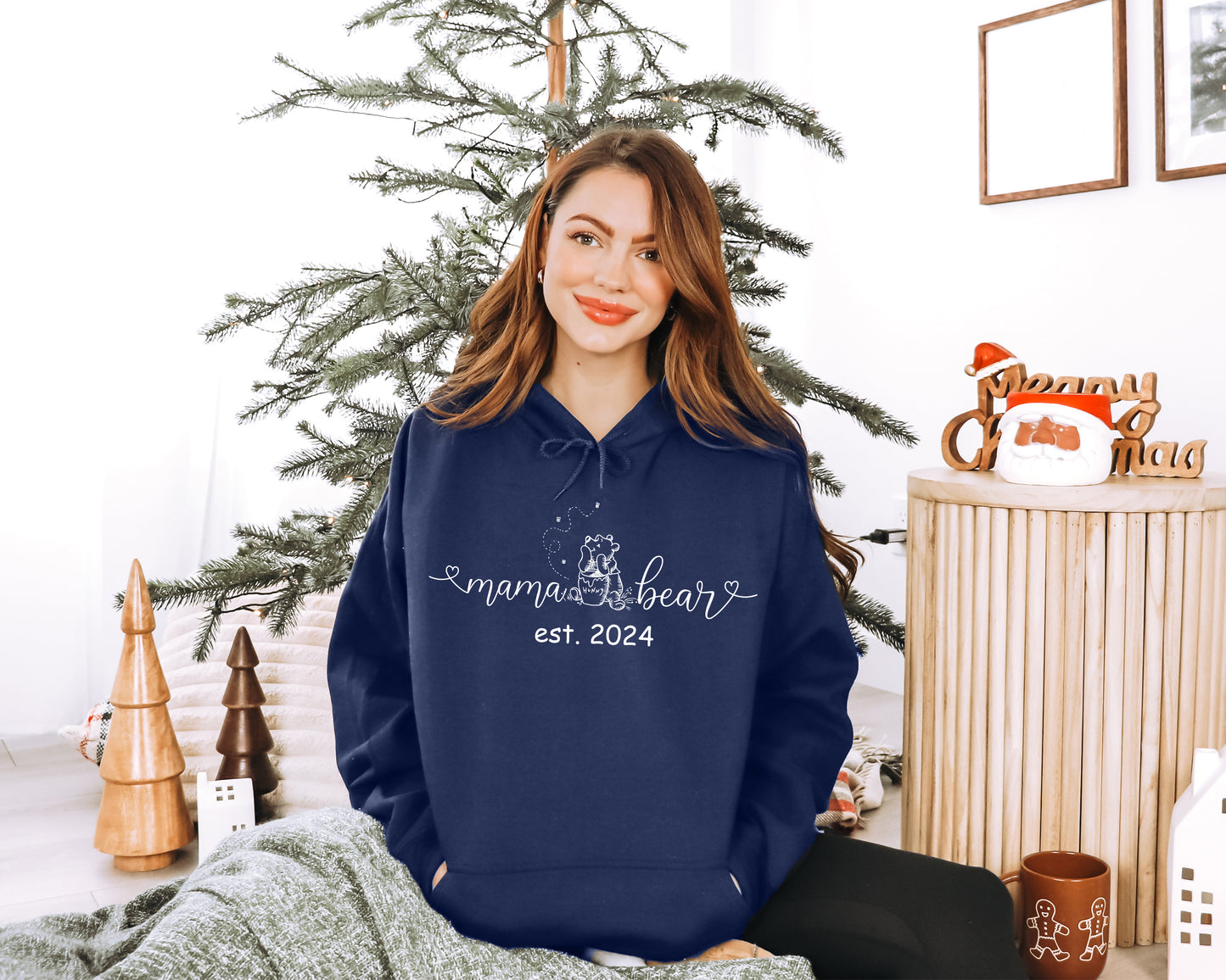 Custom Mama Bear Sweatshirt, Winnie The Pooh Sweater, Custom Sleeve Name Hoodie-newamarketing