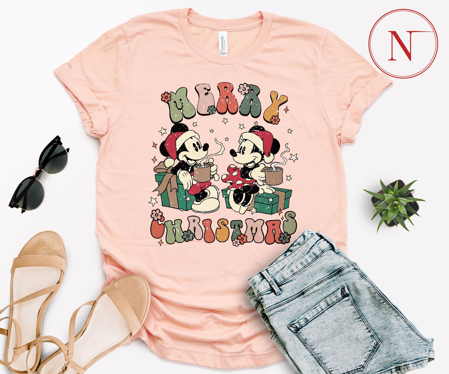 Vintage Disney-Inspired Christmas T-Shirt – Holiday Character Tee for All Ages