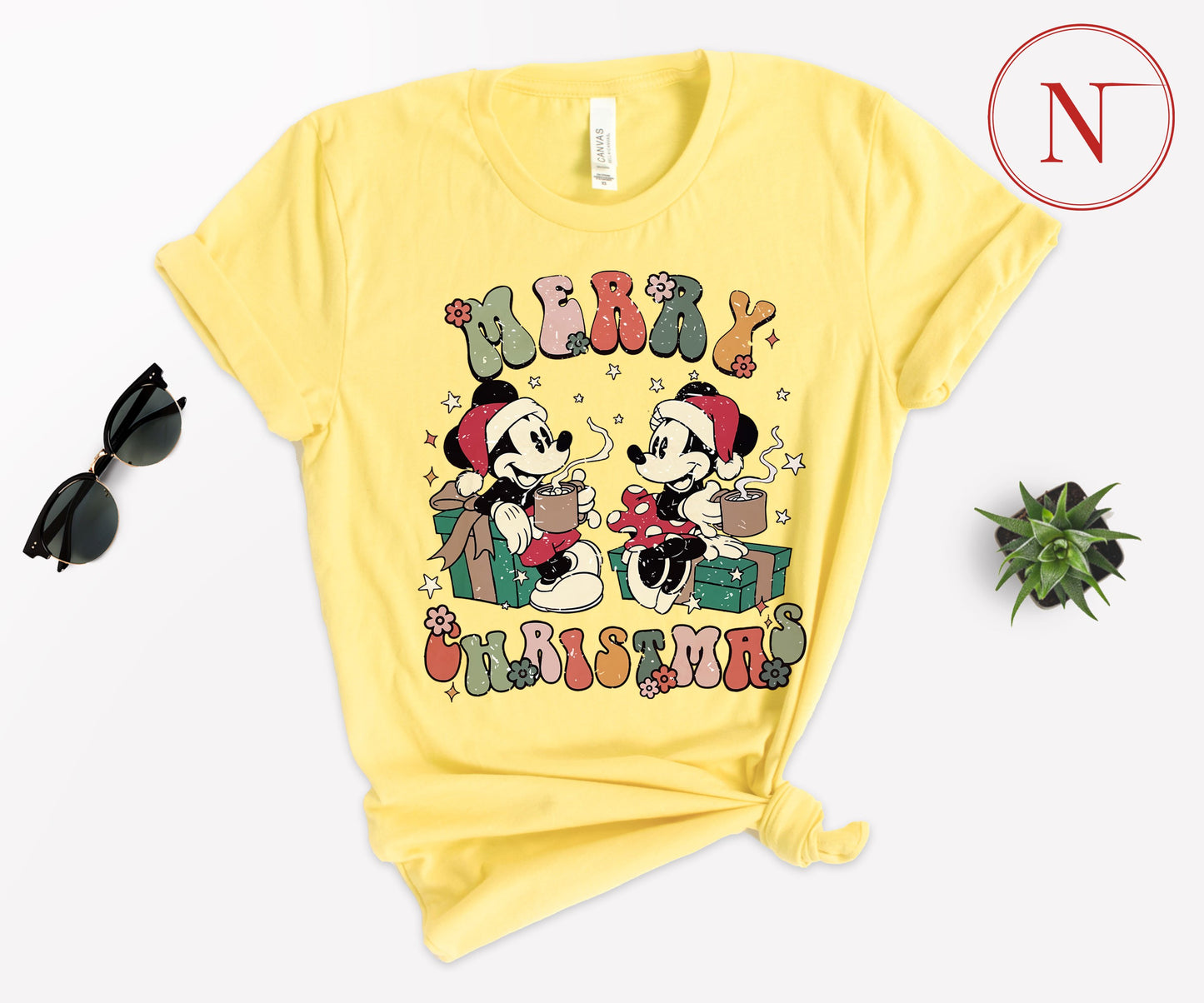 Vintage Disney-Inspired Christmas T-Shirt – Holiday Character Tee for All Ages