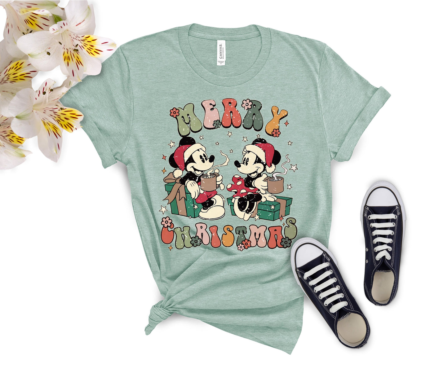 Vintage Disney-Inspired Christmas T-Shirt – Holiday Character Tee for All Ages