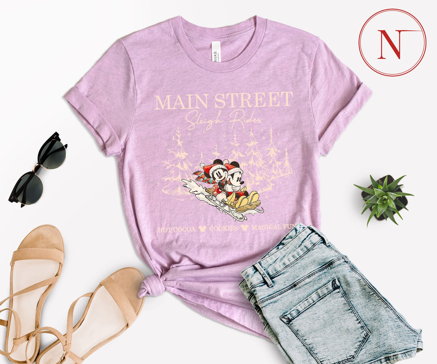 Main Street Sleigh Rides Christmas T-Shirt – Holiday Shirt for Women, Men, Kids & Babies, Made in USA