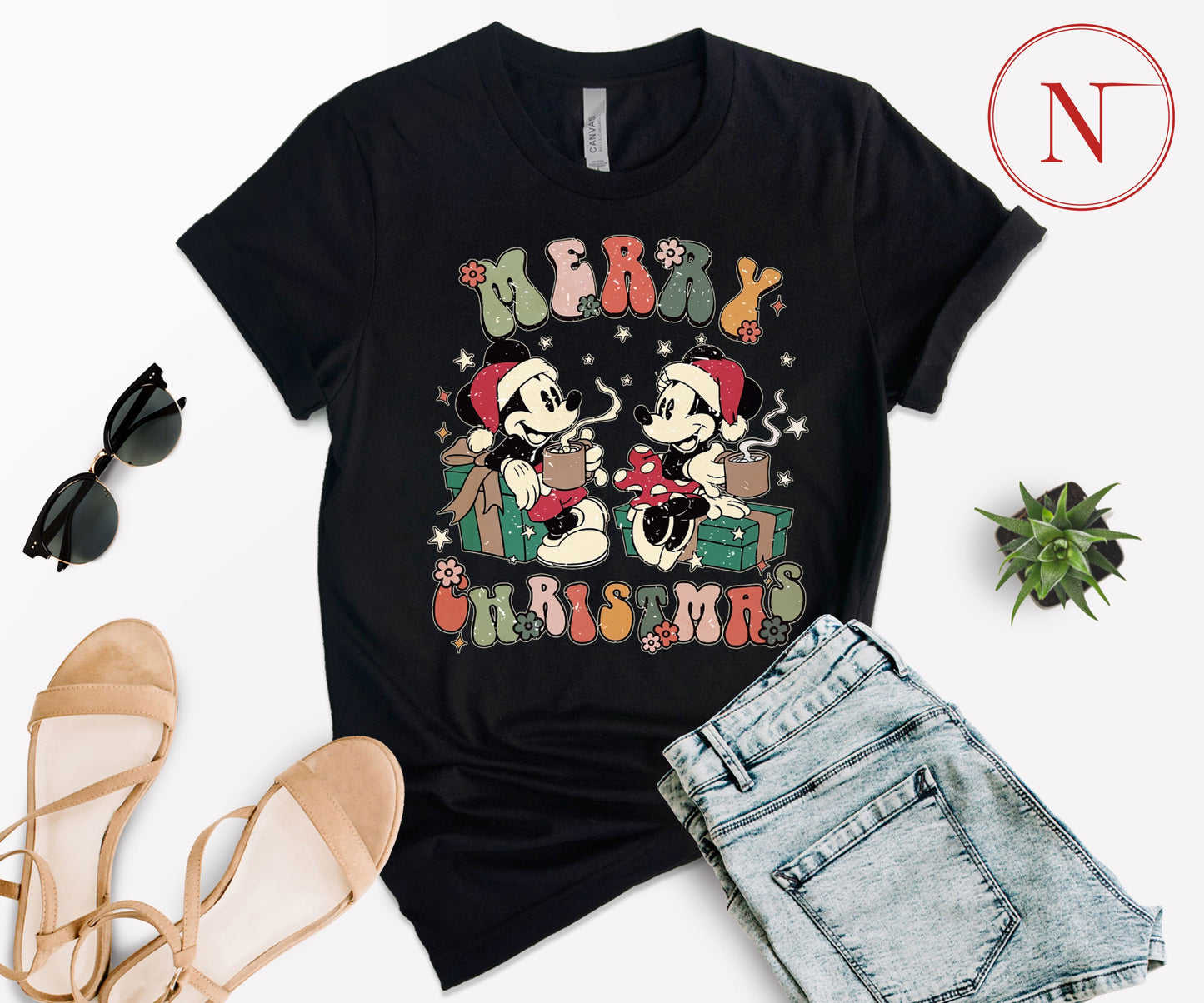 Vintage Disney-Inspired Christmas T-Shirt – Holiday Character Tee for All Ages
