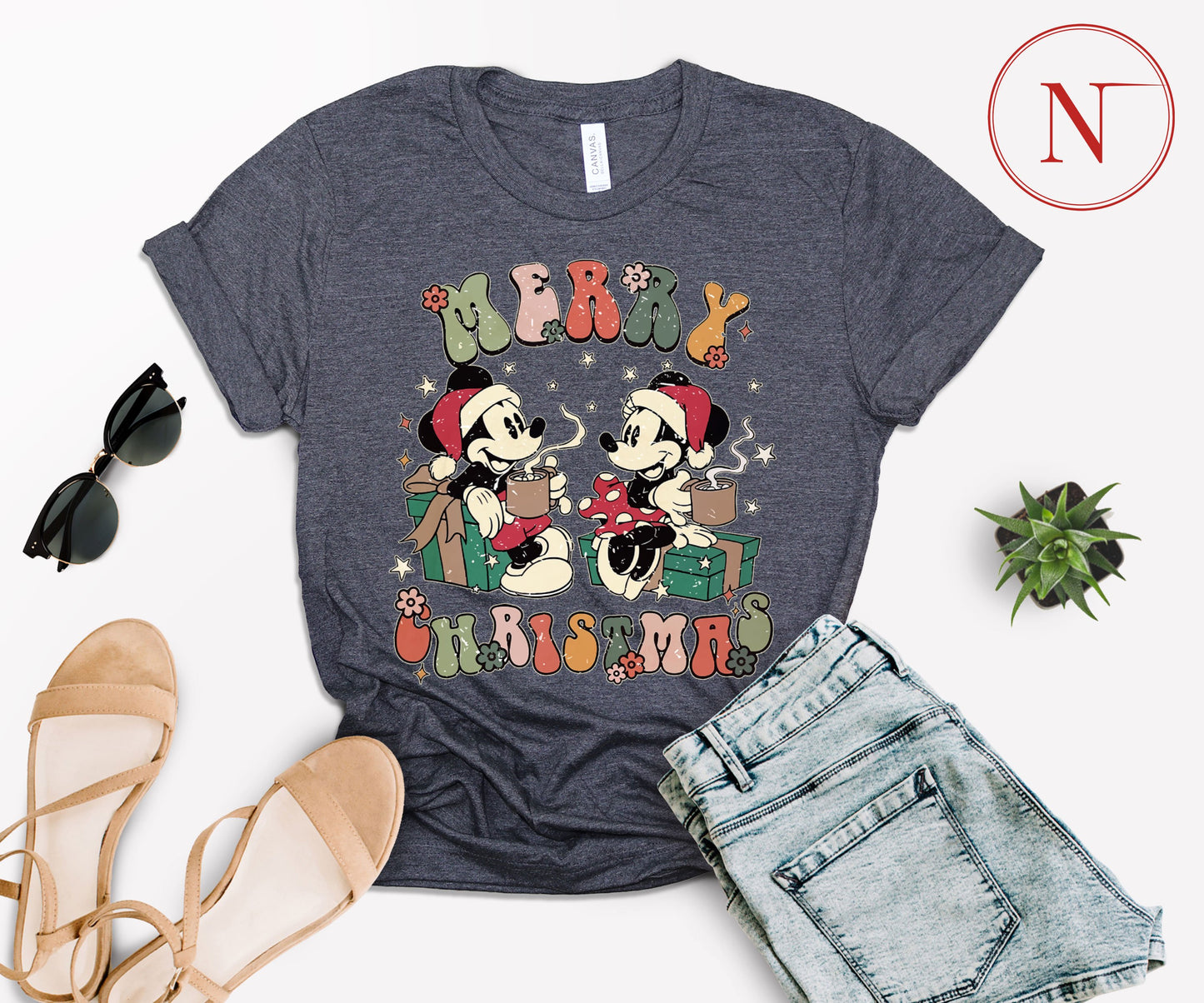 Vintage Disney-Inspired Christmas T-Shirt – Holiday Character Tee for All Ages