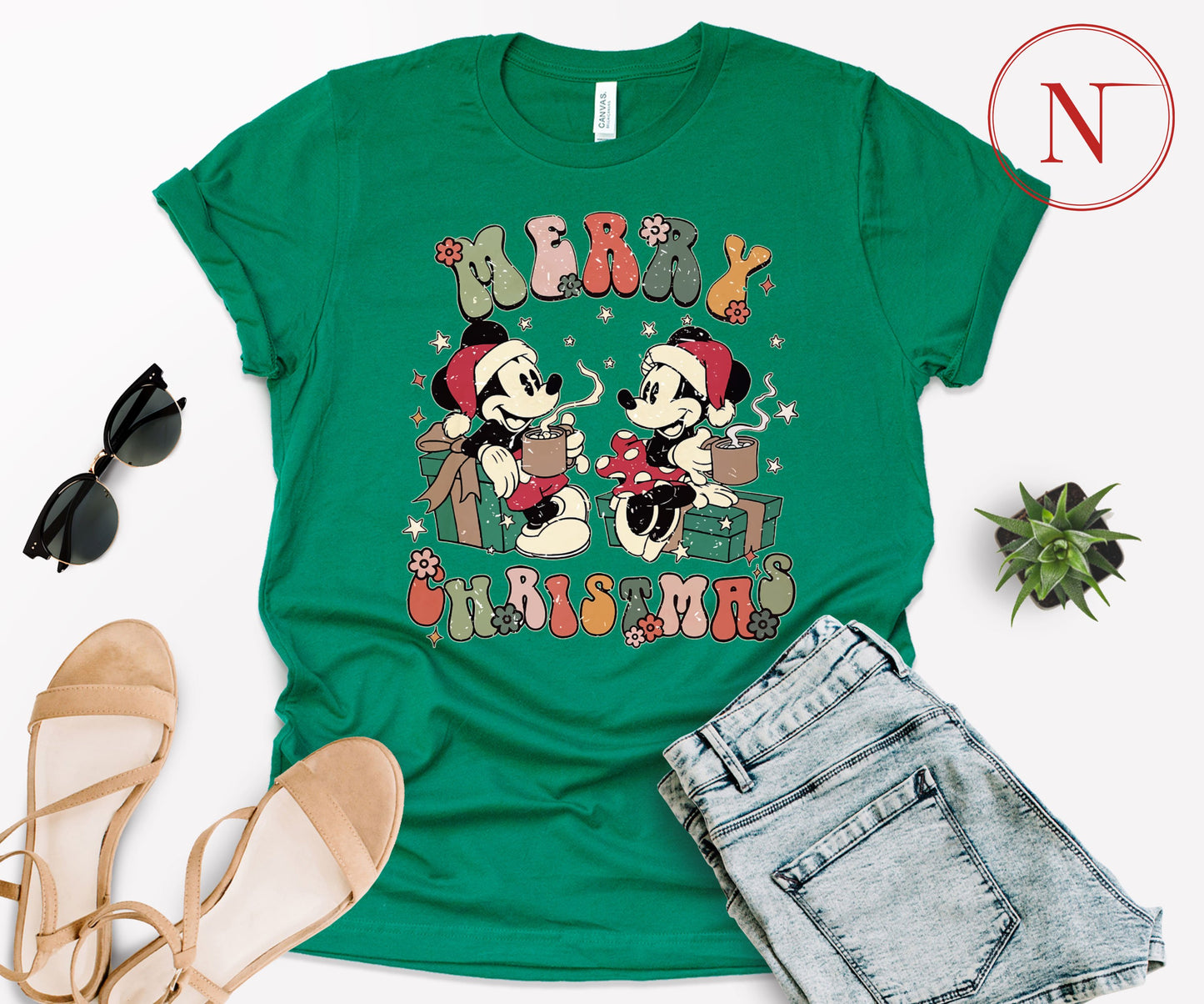 Vintage Disney-Inspired Christmas T-Shirt – Holiday Character Tee for All Ages