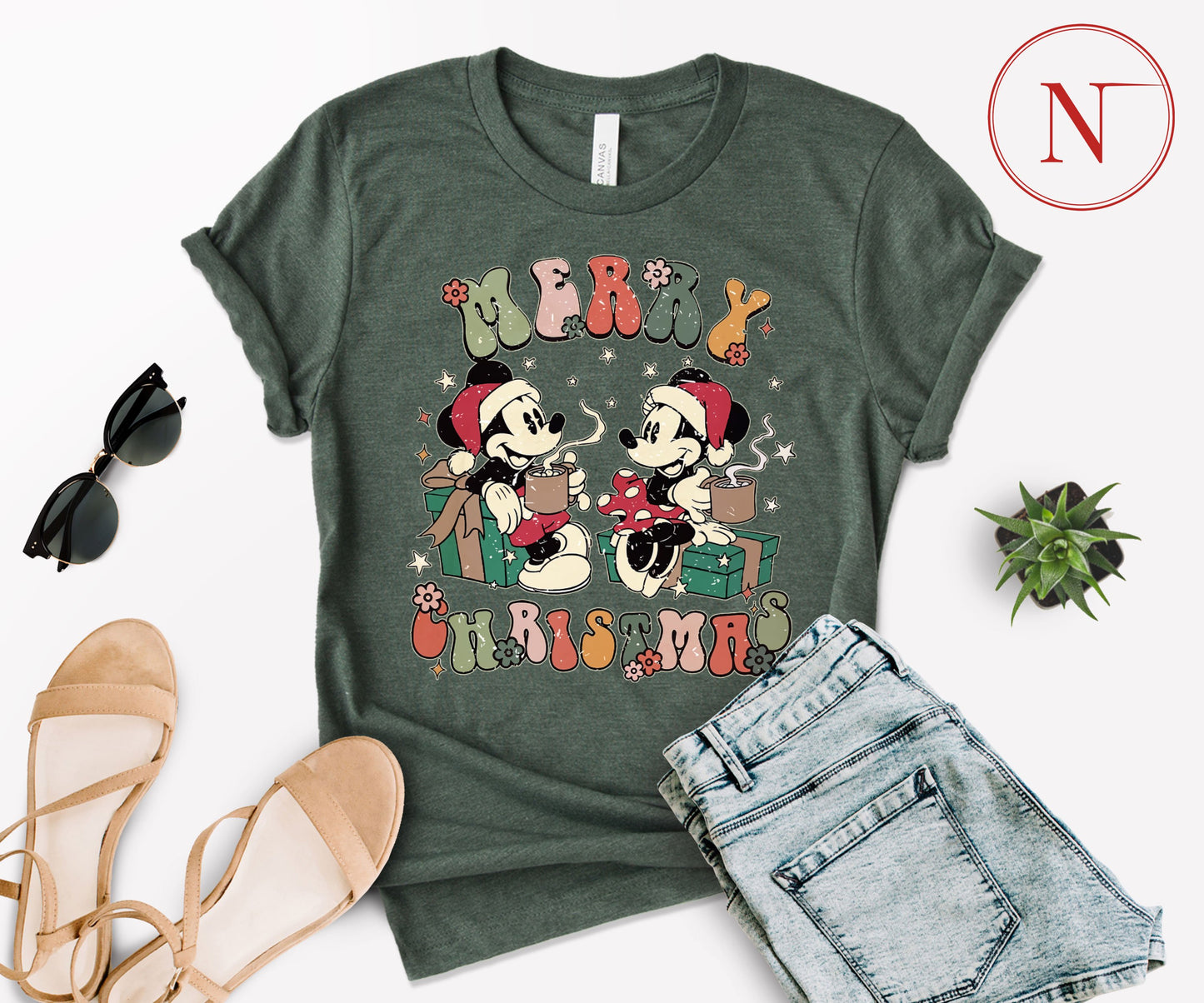 Vintage Disney-Inspired Christmas T-Shirt – Holiday Character Tee for All Ages