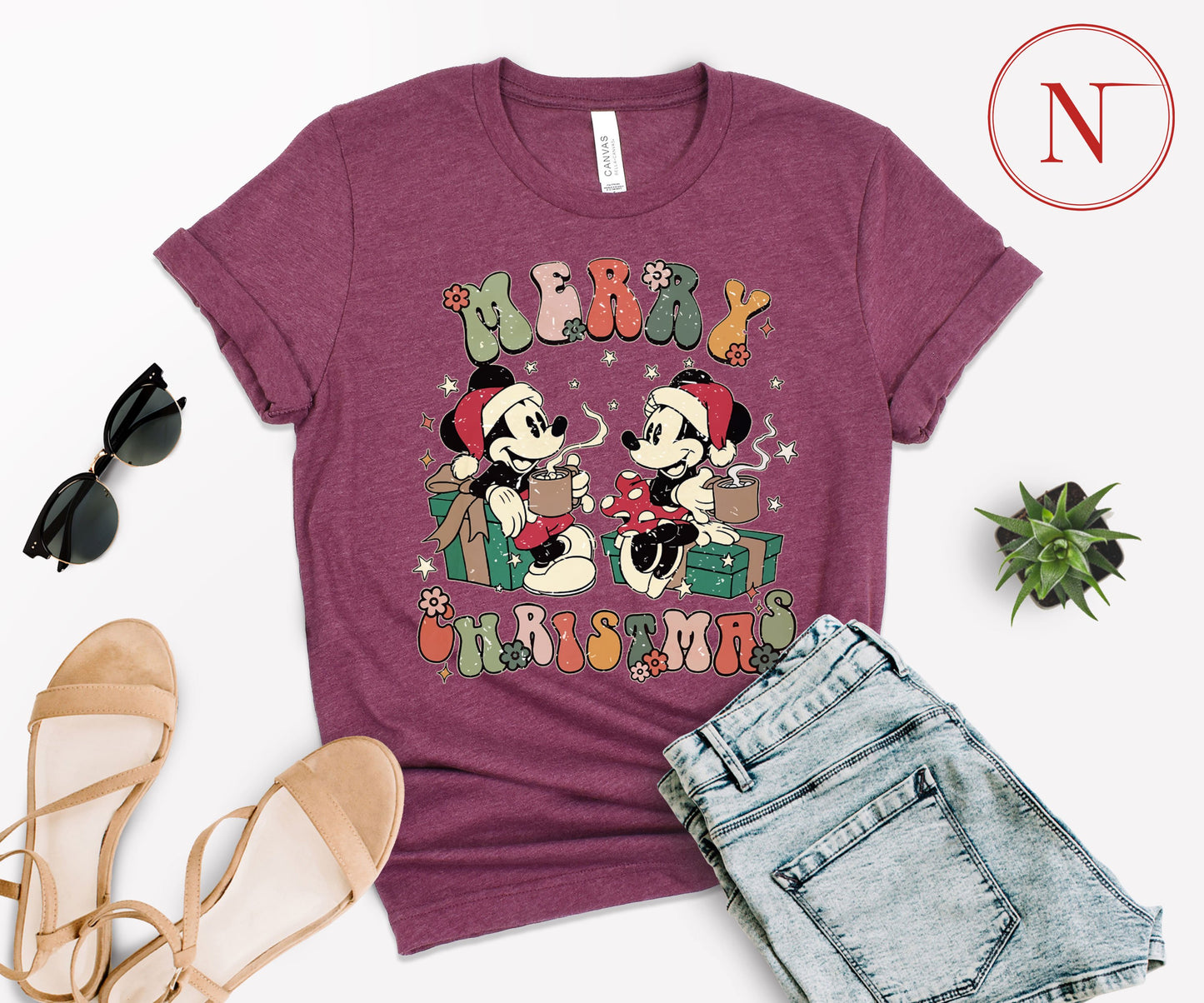Vintage Disney-Inspired Christmas T-Shirt – Holiday Character Tee for All Ages