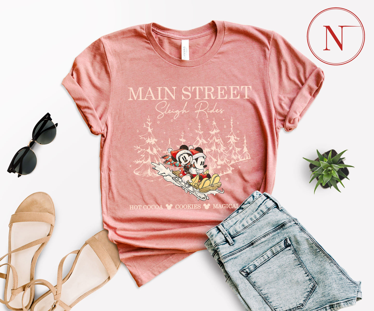 Main Street Sleigh Rides Christmas T-Shirt – Holiday Shirt for Women, Men, Kids & Babies, Made in USA