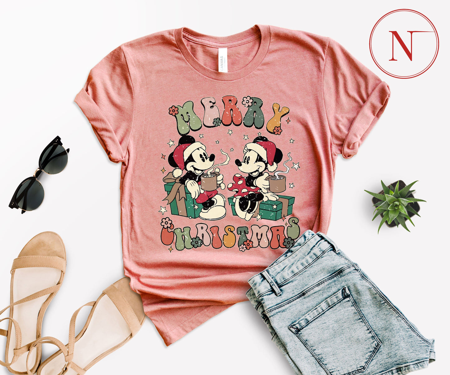 Vintage Disney-Inspired Christmas T-Shirt – Holiday Character Tee for All Ages
