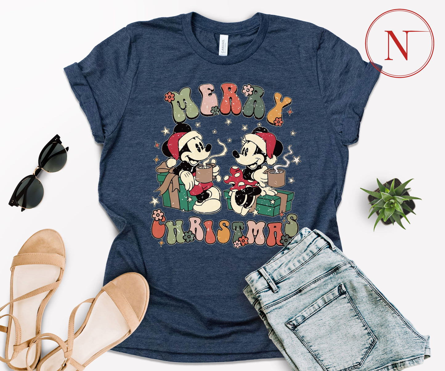 Vintage Disney-Inspired Christmas T-Shirt – Holiday Character Tee for All Ages