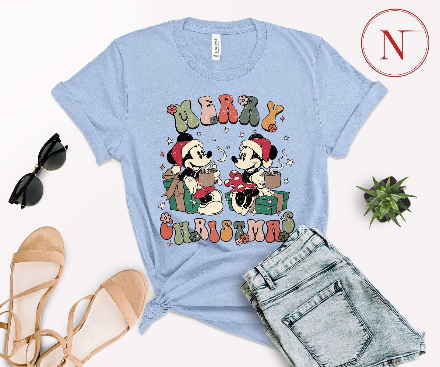 Vintage Disney-Inspired Christmas T-Shirt – Holiday Character Tee for All Ages