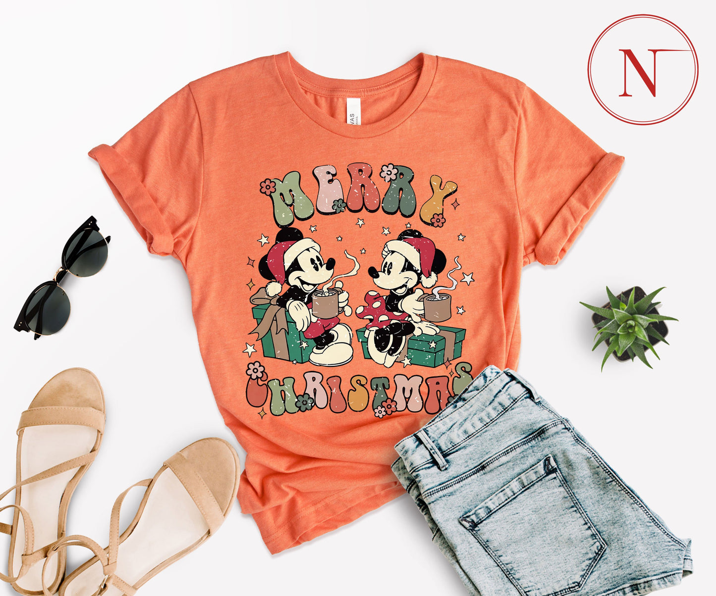 Vintage Disney-Inspired Christmas T-Shirt – Holiday Character Tee for All Ages