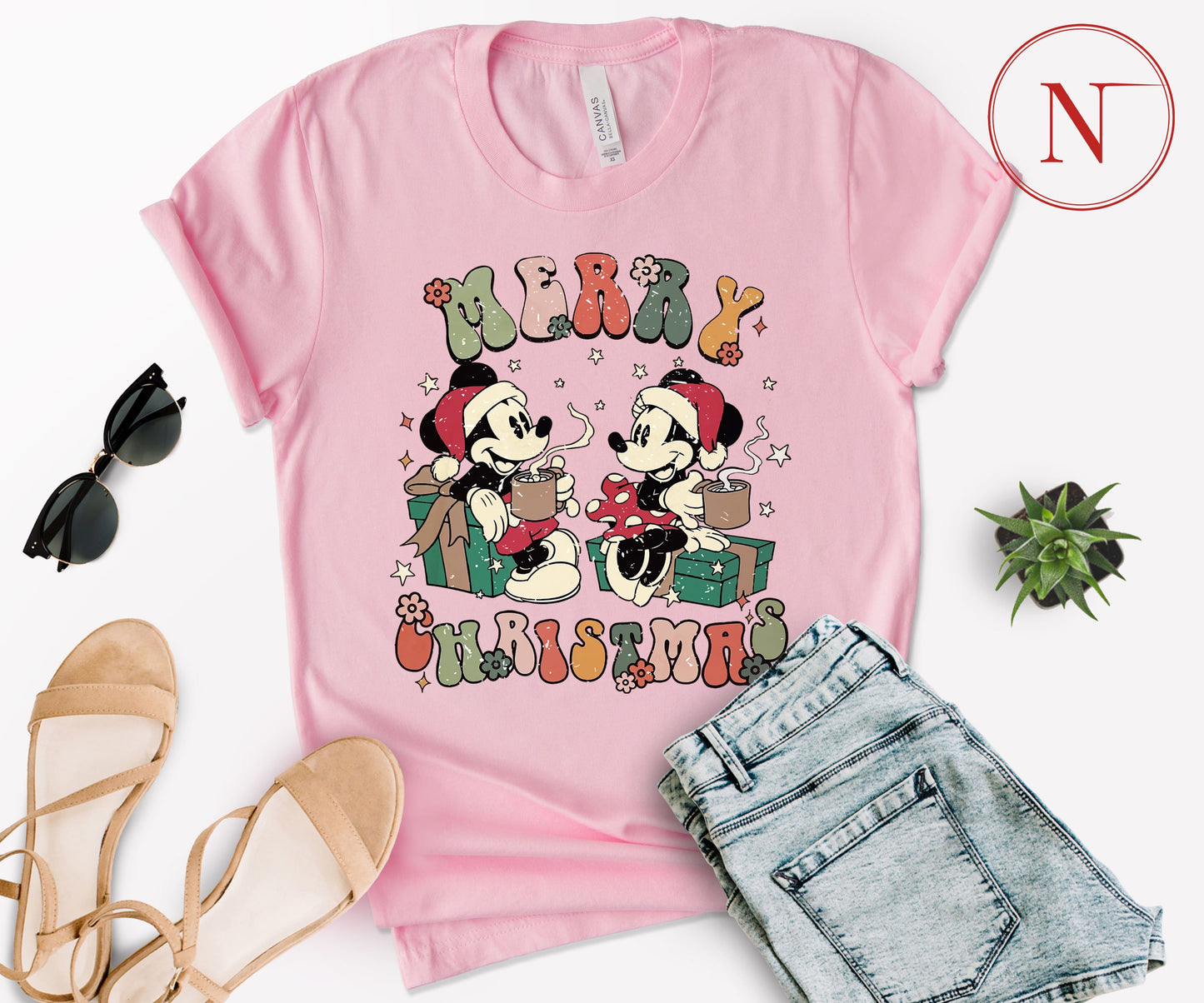 Vintage Disney-Inspired Christmas T-Shirt – Holiday Character Tee for All Ages