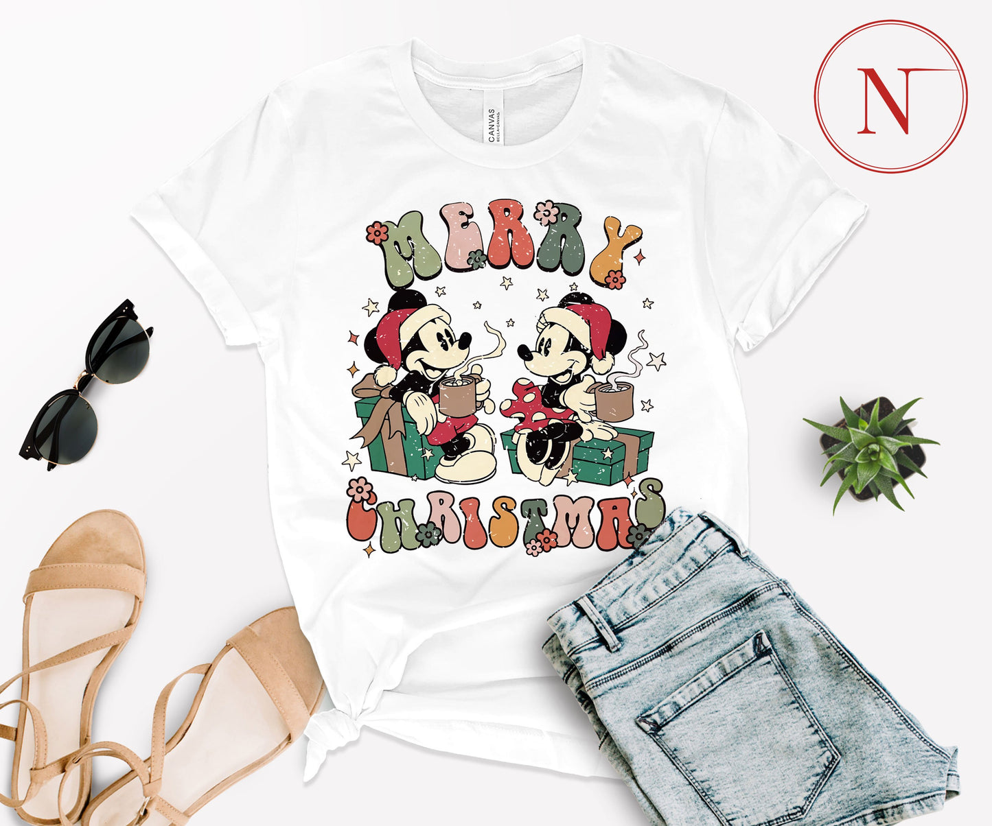 Vintage Disney-Inspired Christmas T-Shirt – Holiday Character Tee for All Ages