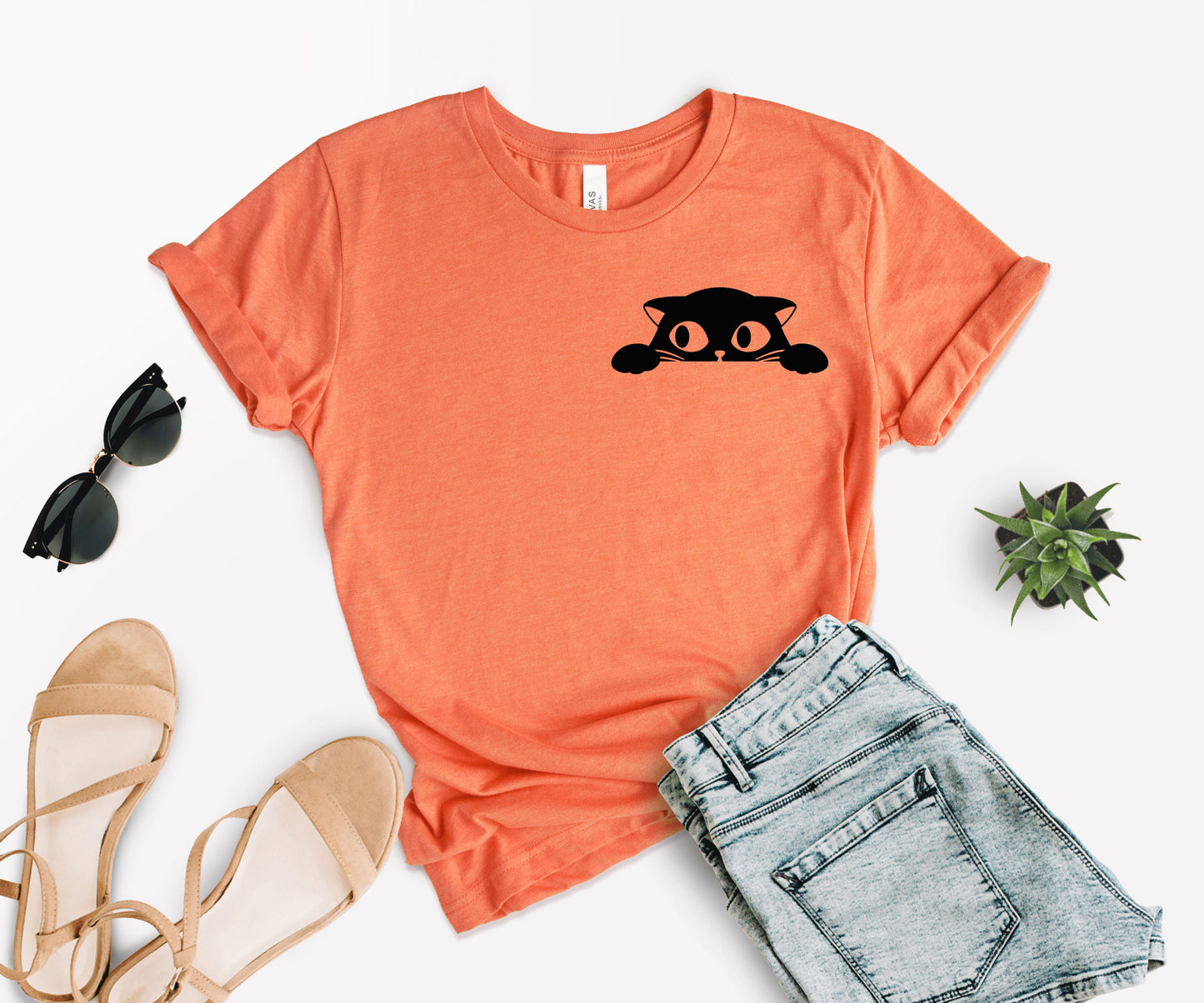 Cat Pocket Shirt, Black Cat Shirt, Cat Shirt-newamarketing