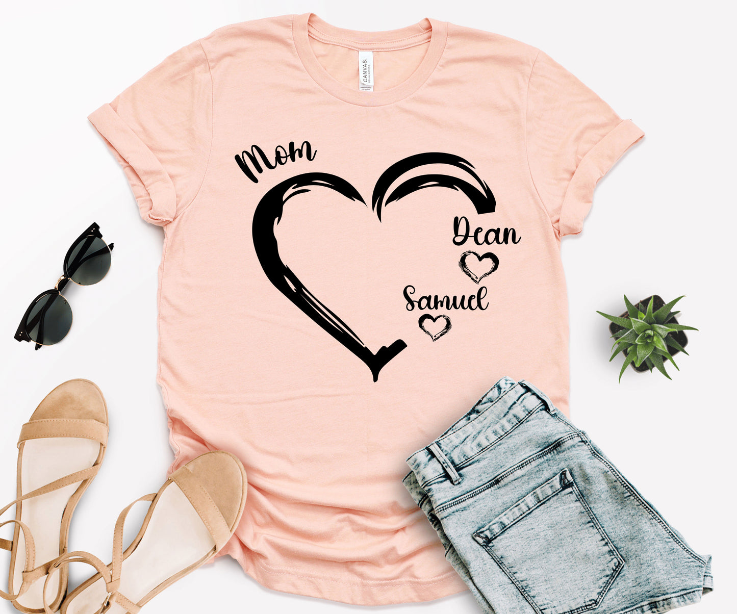 Personalized Mom Shirt, Mom Heart Shirt, Mom Shirt with Kids Name-newamarketing