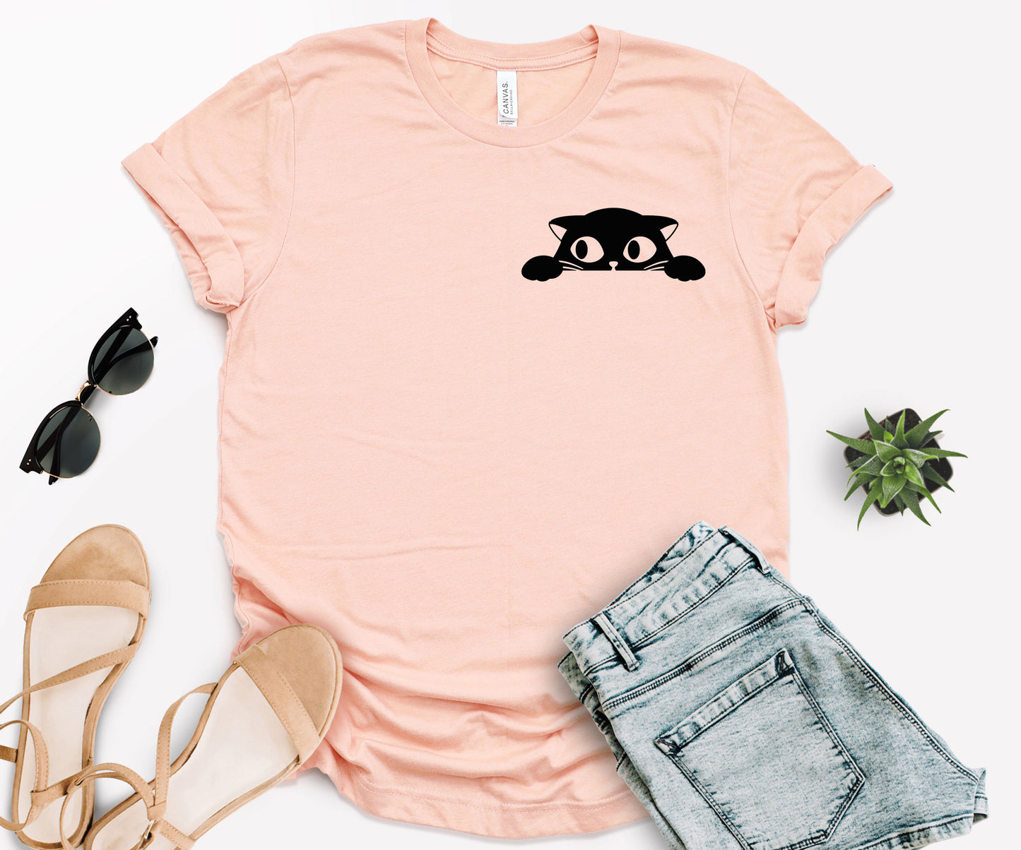 Cat Pocket Shirt, Black Cat Shirt, Cat Shirt-newamarketing
