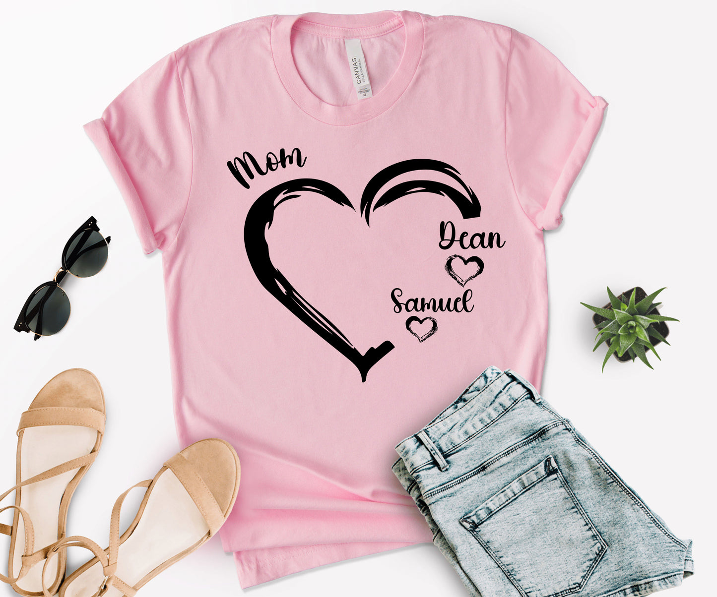 Personalized Mom Shirt, Mom Heart Shirt, Mom Shirt with Kids Name-newamarketing