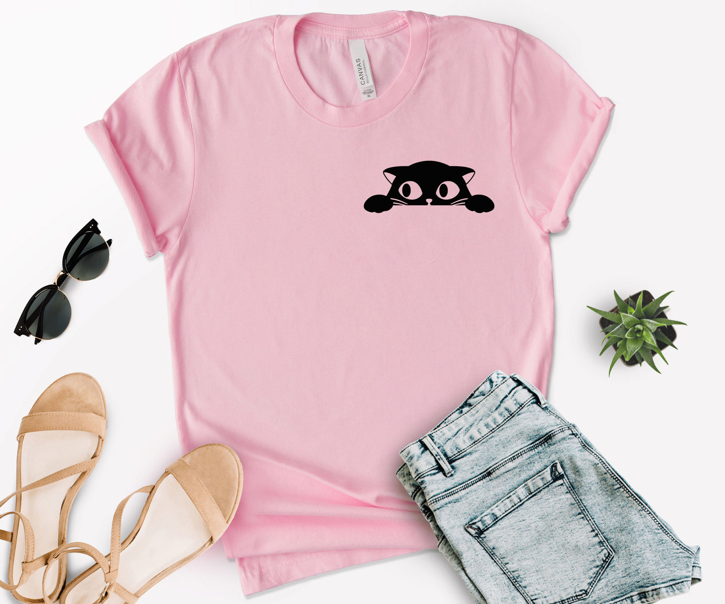 Cat Pocket Shirt, Black Cat Shirt, Cat Shirt-newamarketing