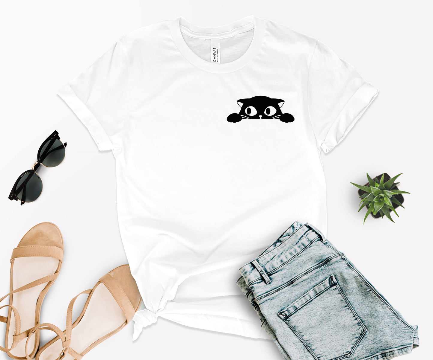 Cat Pocket Shirt, Black Cat Shirt, Cat Shirt-newamarketing