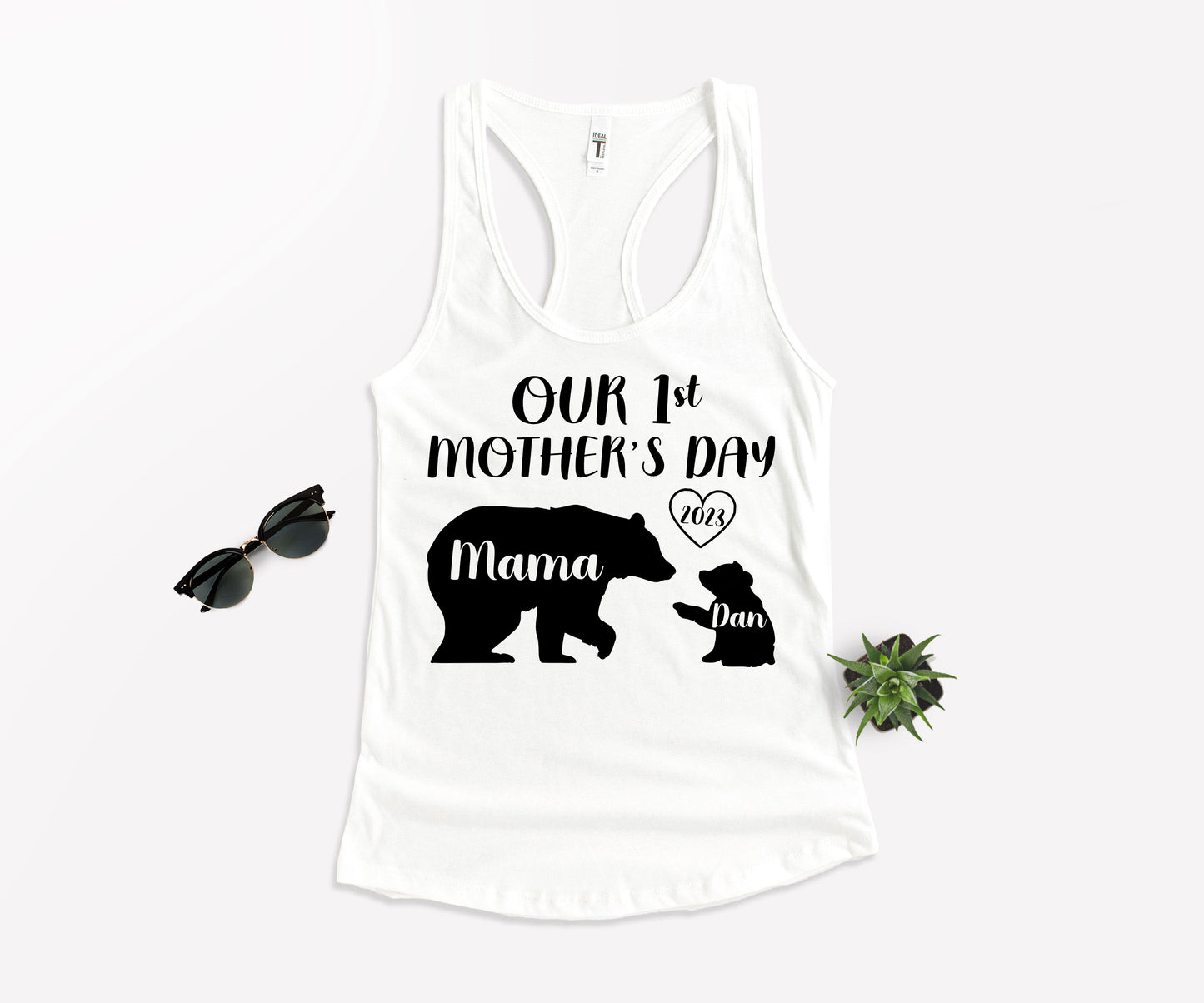 Our 1st Mother's Day Shirt, Mama Bear Shirt with Kids Name, Custom Mom Shirt-newamarketing