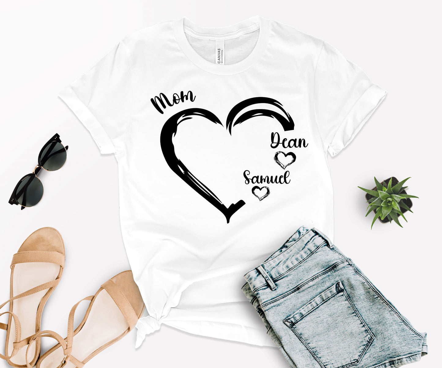 Personalized Mom Shirt, Mom Heart Shirt, Mom Shirt with Kids Name-newamarketing