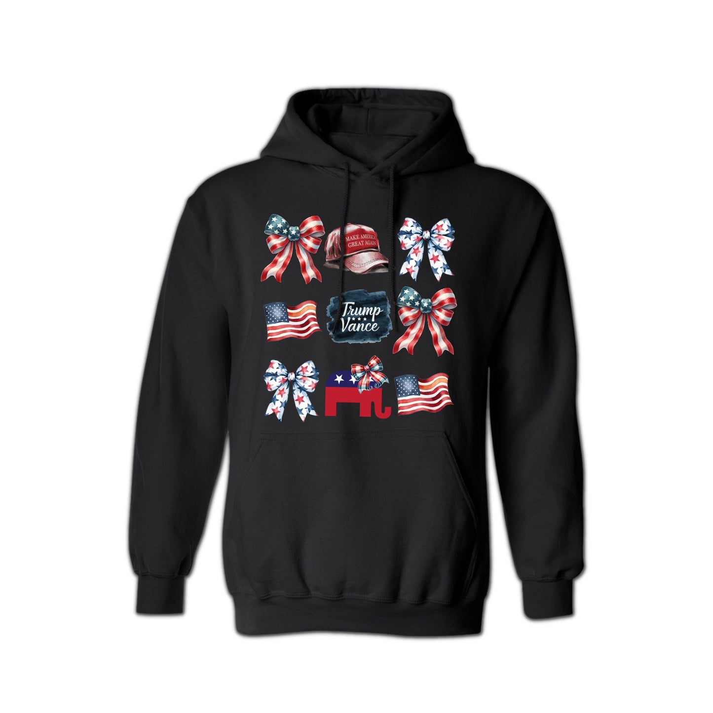 Unisex Trump Vance American Flag Hoodie - Patriotic Political Apparel for Men & Women | USA-Made