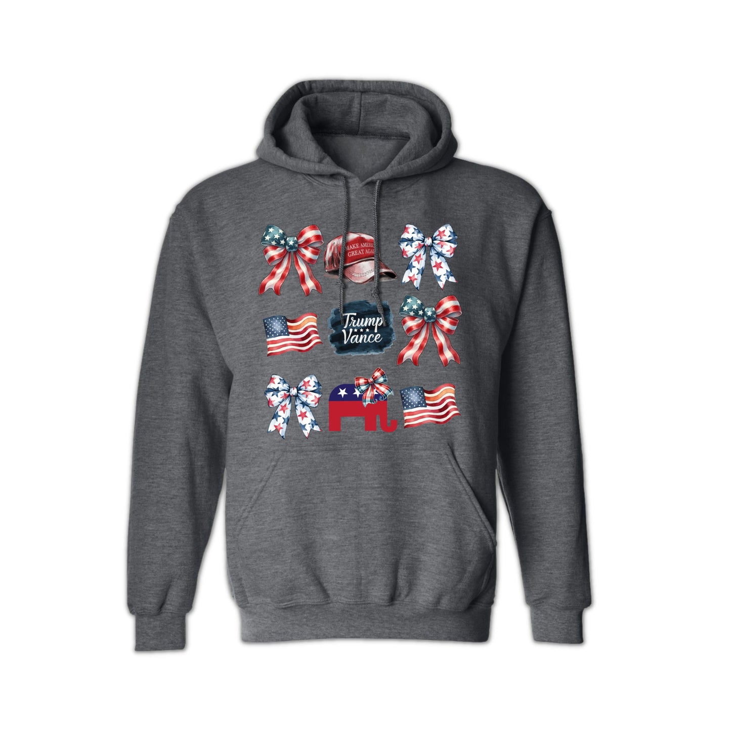 Unisex Trump Vance American Flag Hoodie - Patriotic Political Apparel for Men & Women | USA-Made
