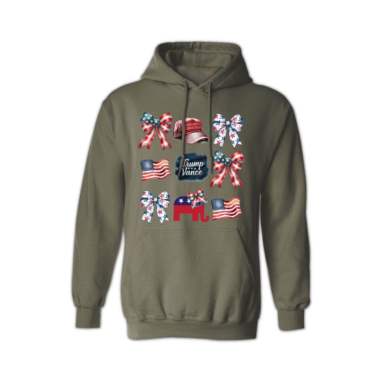Unisex Trump Vance American Flag Hoodie - Patriotic Political Apparel for Men & Women | USA-Made