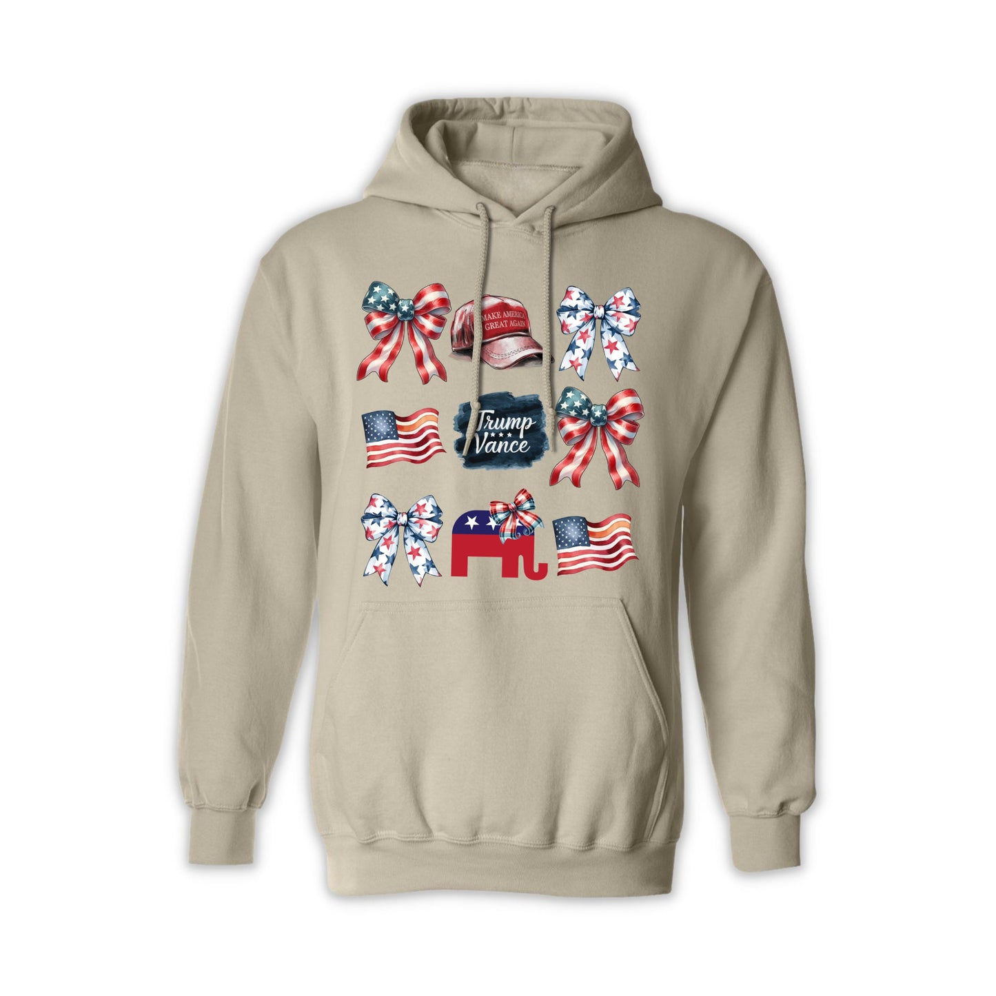 Unisex Trump Vance American Flag Hoodie - Patriotic Political Apparel for Men & Women | USA-Made