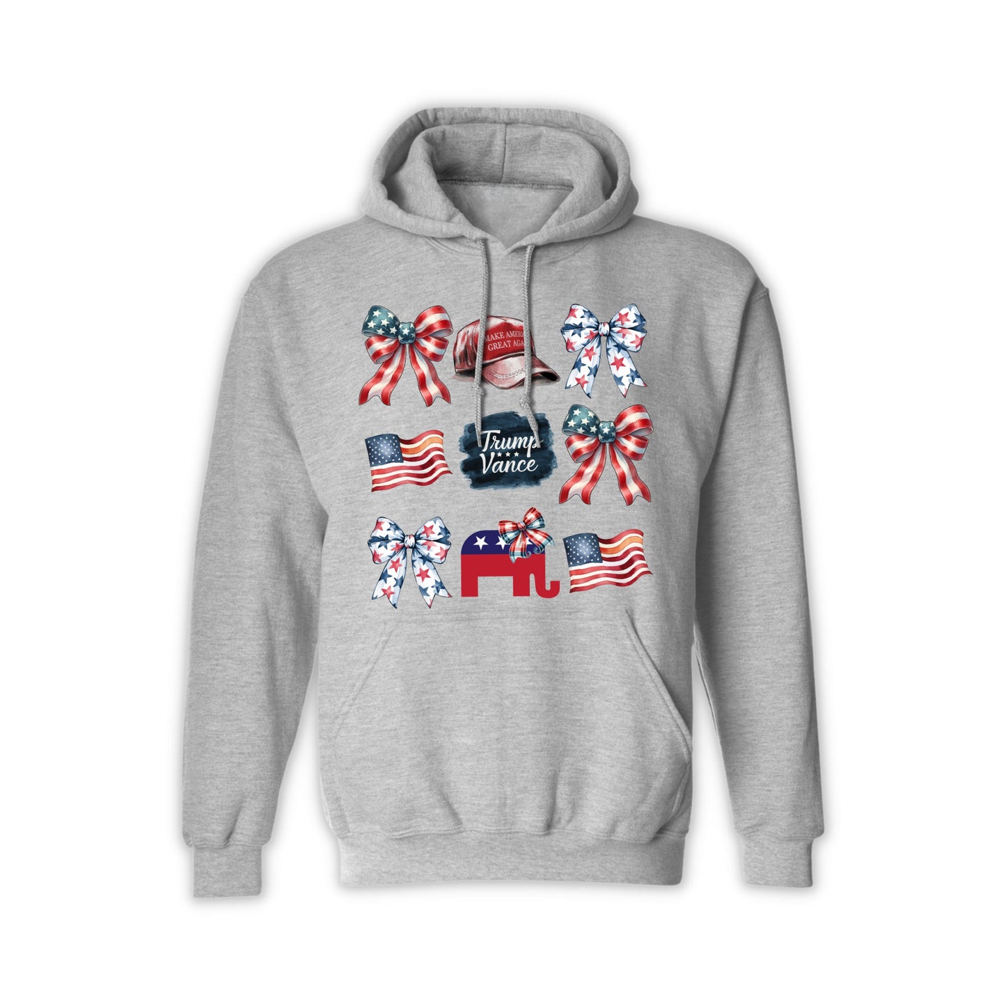 Unisex Trump Vance American Flag Hoodie - Patriotic Political Apparel for Men & Women | USA-Made
