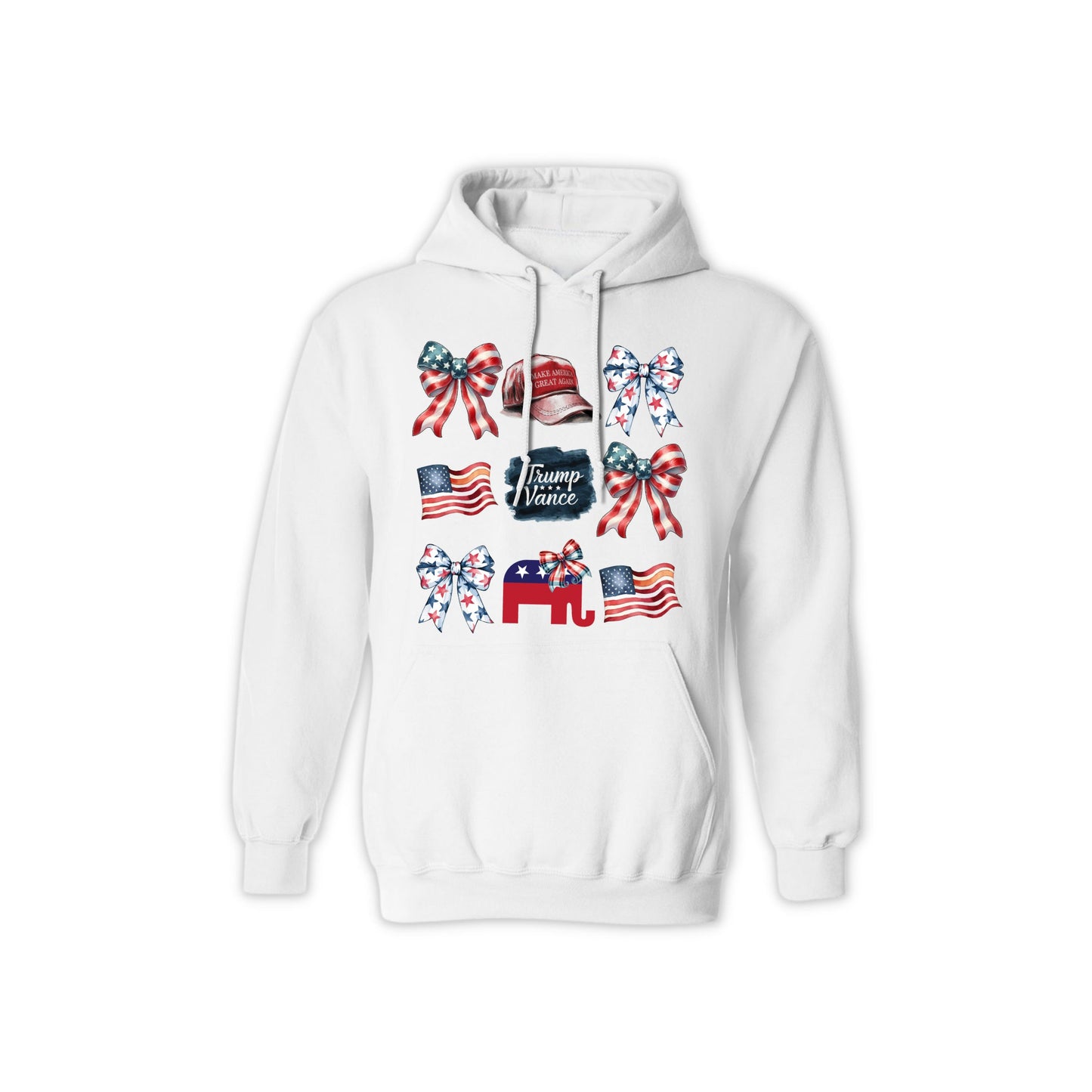 Unisex Trump Vance American Flag Hoodie - Patriotic Political Apparel for Men & Women | USA-Made