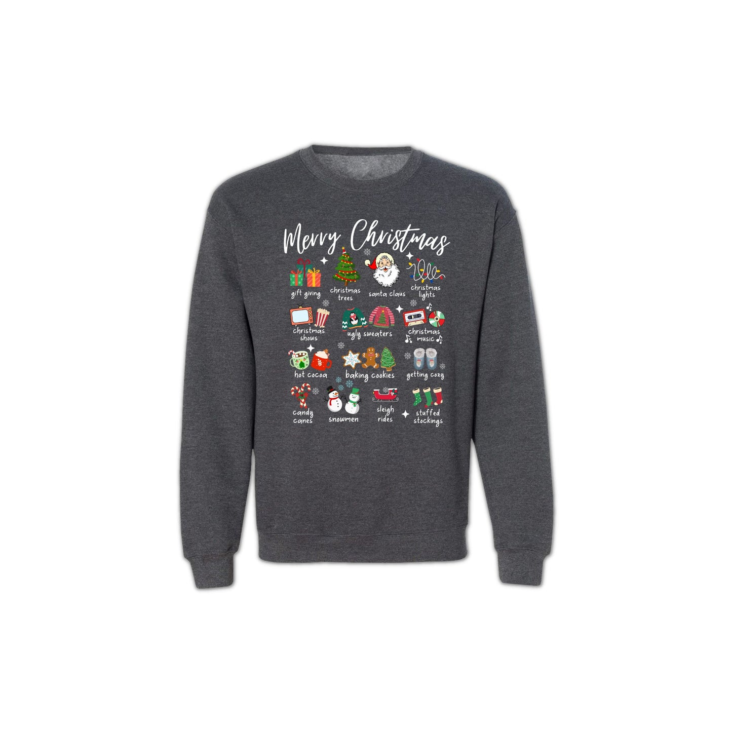 Christmas Icons Sweatshirt for Men & Women – Holiday Graphic Crewneck with Santa