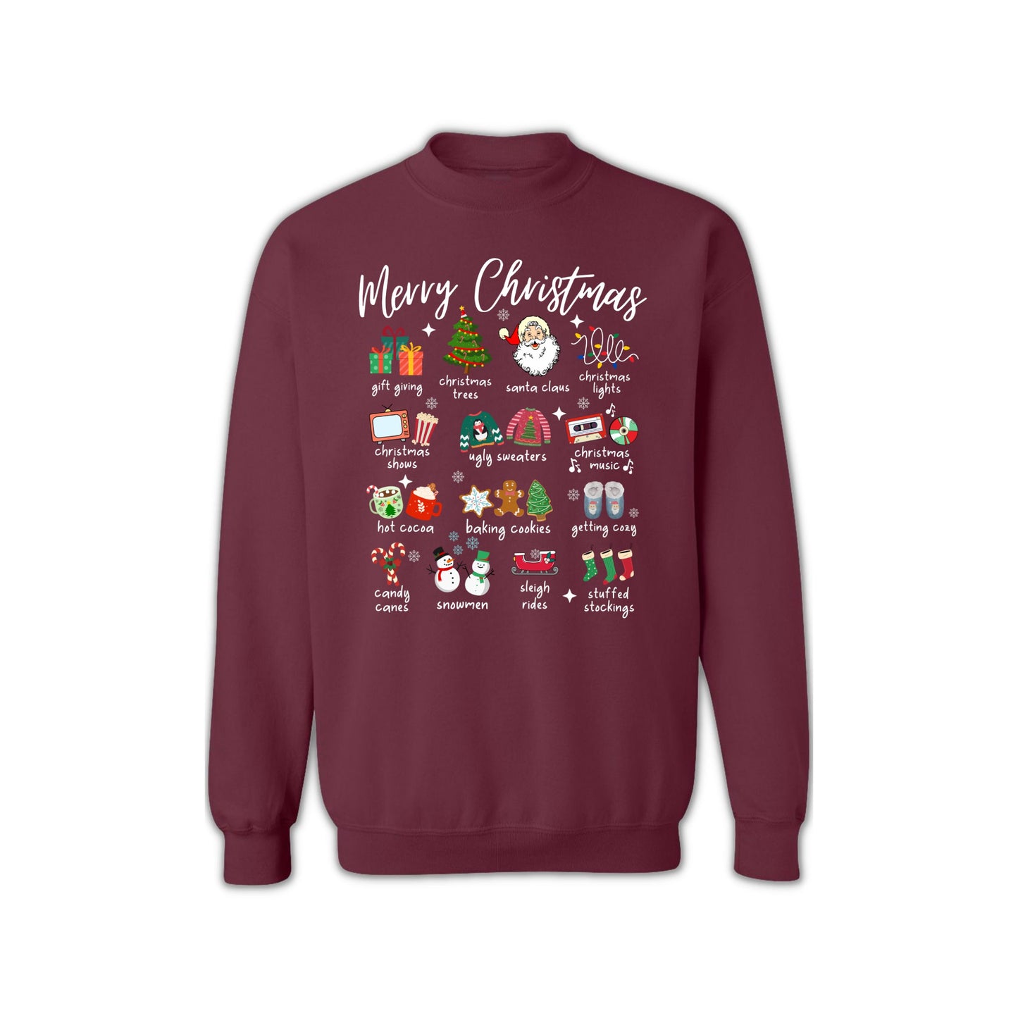 Christmas Icons Sweatshirt for Men & Women – Holiday Graphic Crewneck with Santa