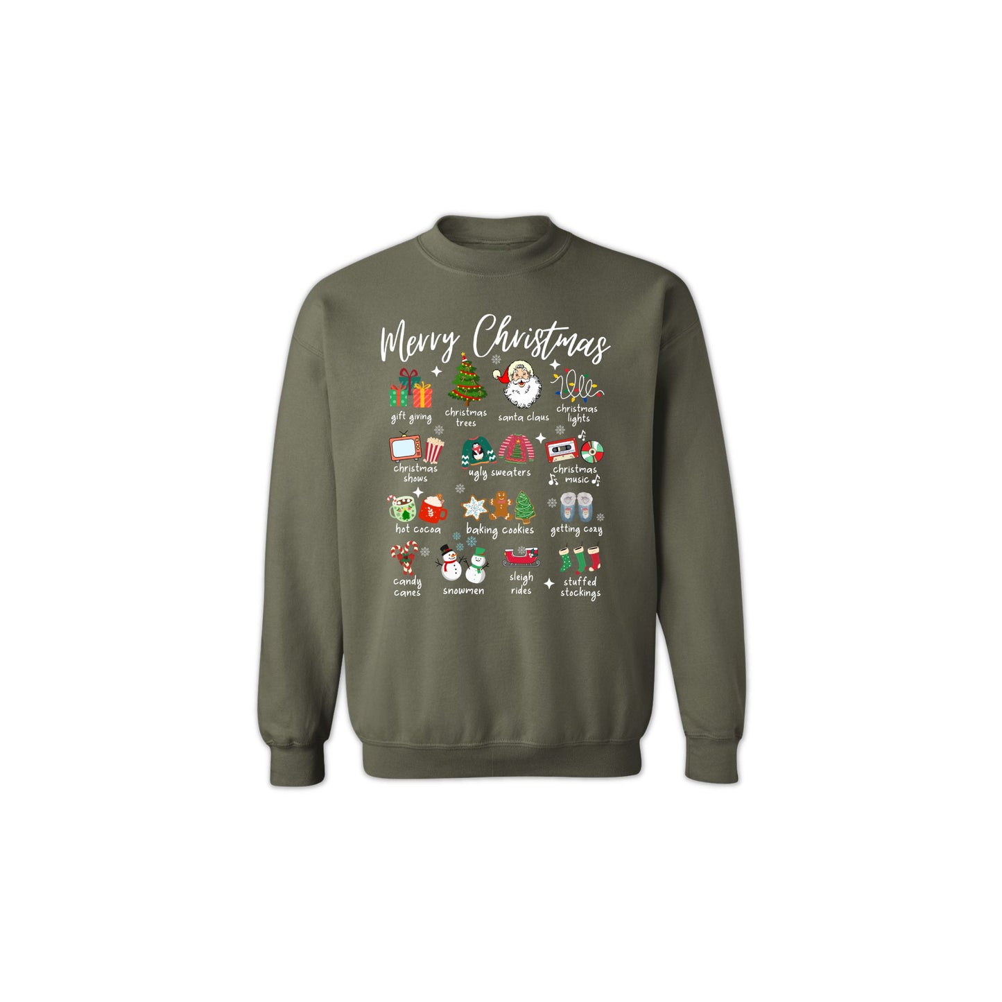 Christmas Icons Sweatshirt for Men & Women – Holiday Graphic Crewneck with Santa
