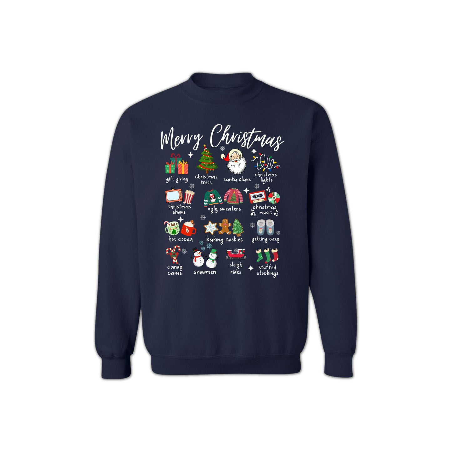 Christmas Icons Sweatshirt for Men & Women – Holiday Graphic Crewneck with Santa