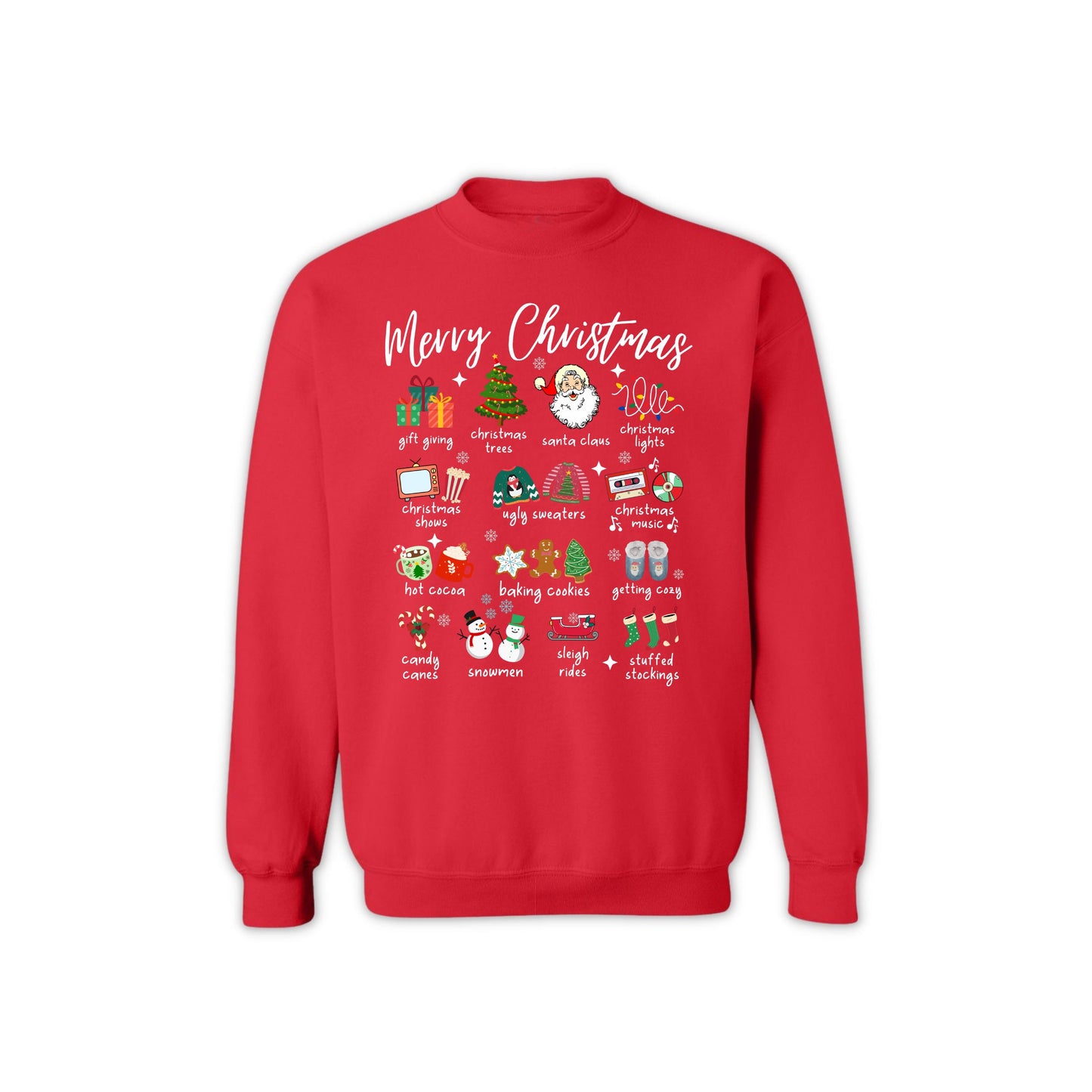 Christmas Icons Sweatshirt for Men & Women – Holiday Graphic Crewneck with Santa