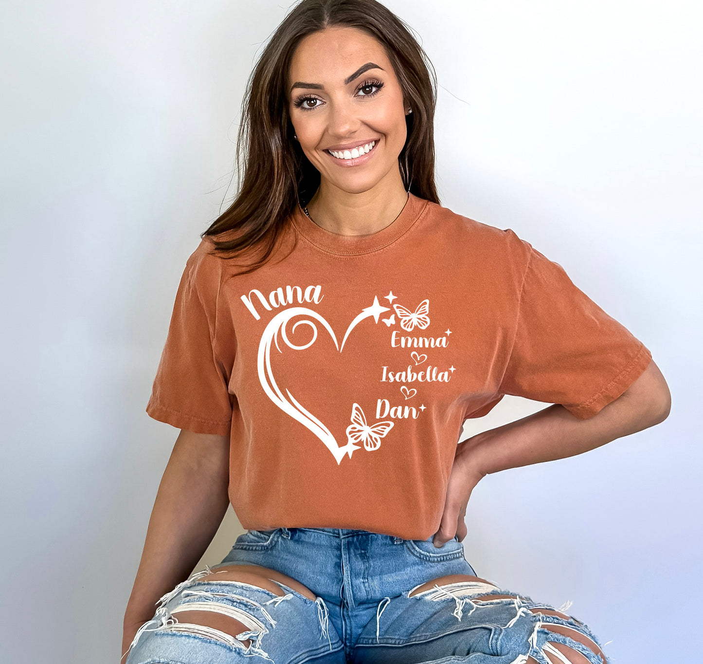 Nana Personalized Shirts, Grandma Heart Shirt, Custom Grandma Shirt-newamarketing