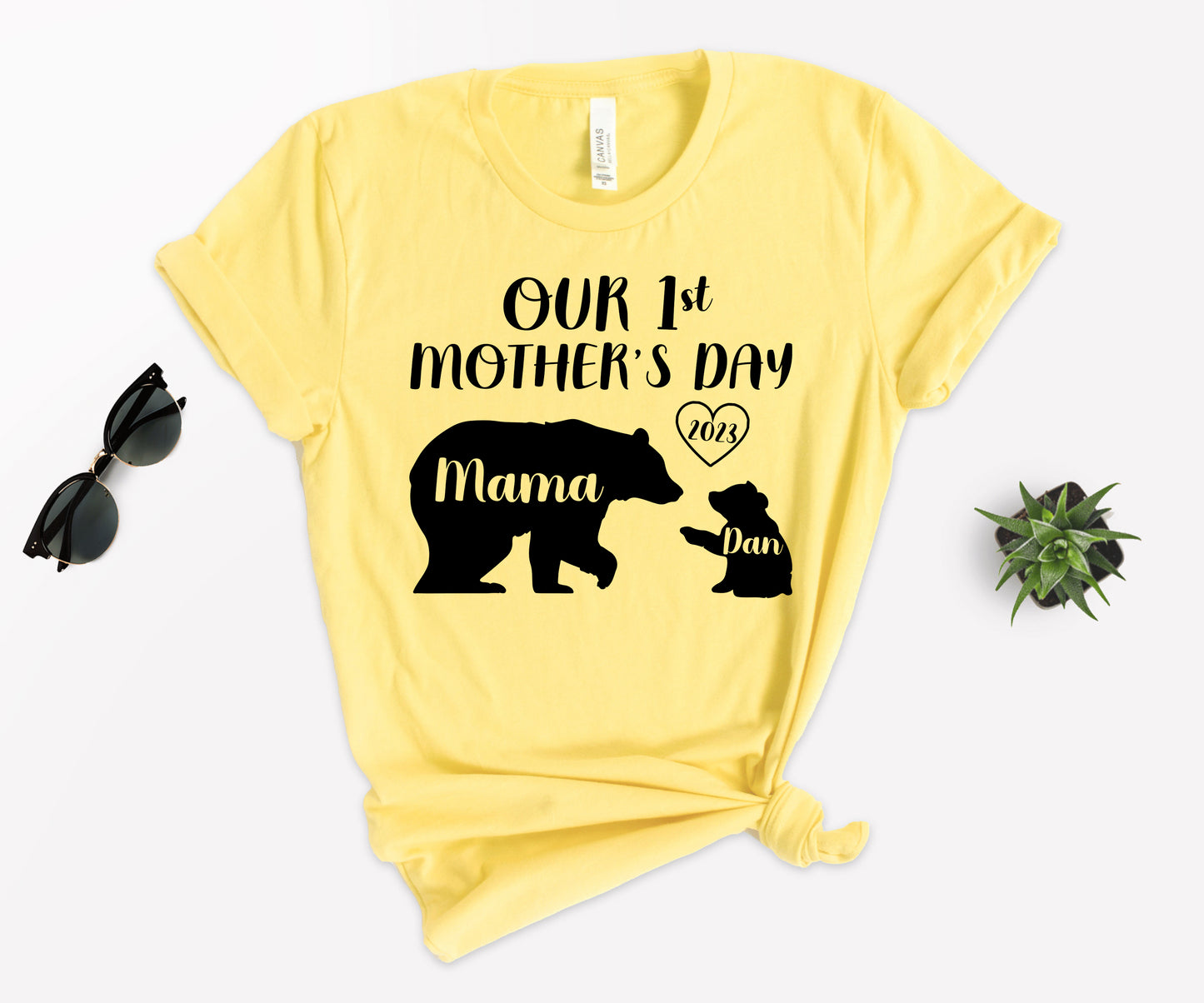 Our 1st Mother's Day Shirt, Mama Bear Shirt with Kids Name, Custom Mom Shirt-newamarketing