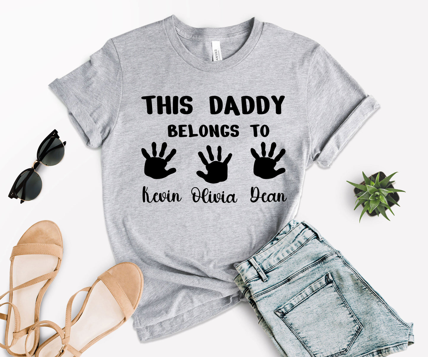 Custom Dad Shirt, This Daddy Belongs to Shirt, Dad Shirt with Kids Names-newamarketing