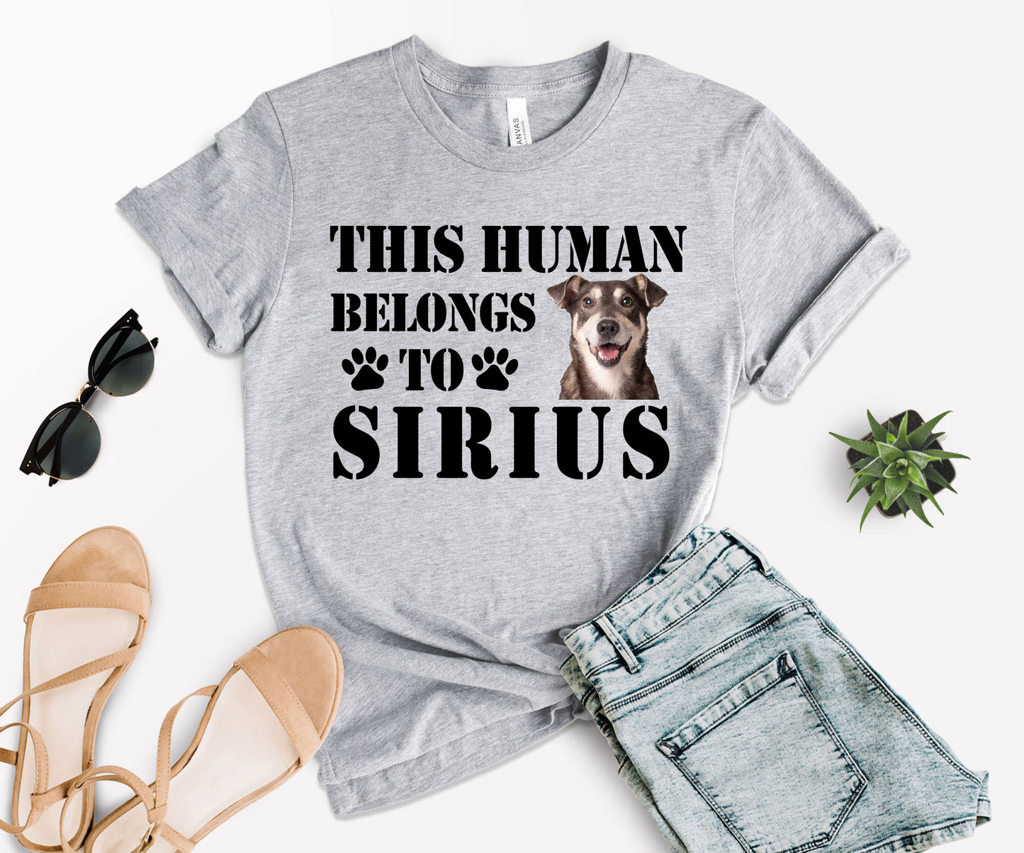 This Human Belongs to Shirt, Custom Dog Dad Shirt, Custom Photo Pet Shirt-newamarketing