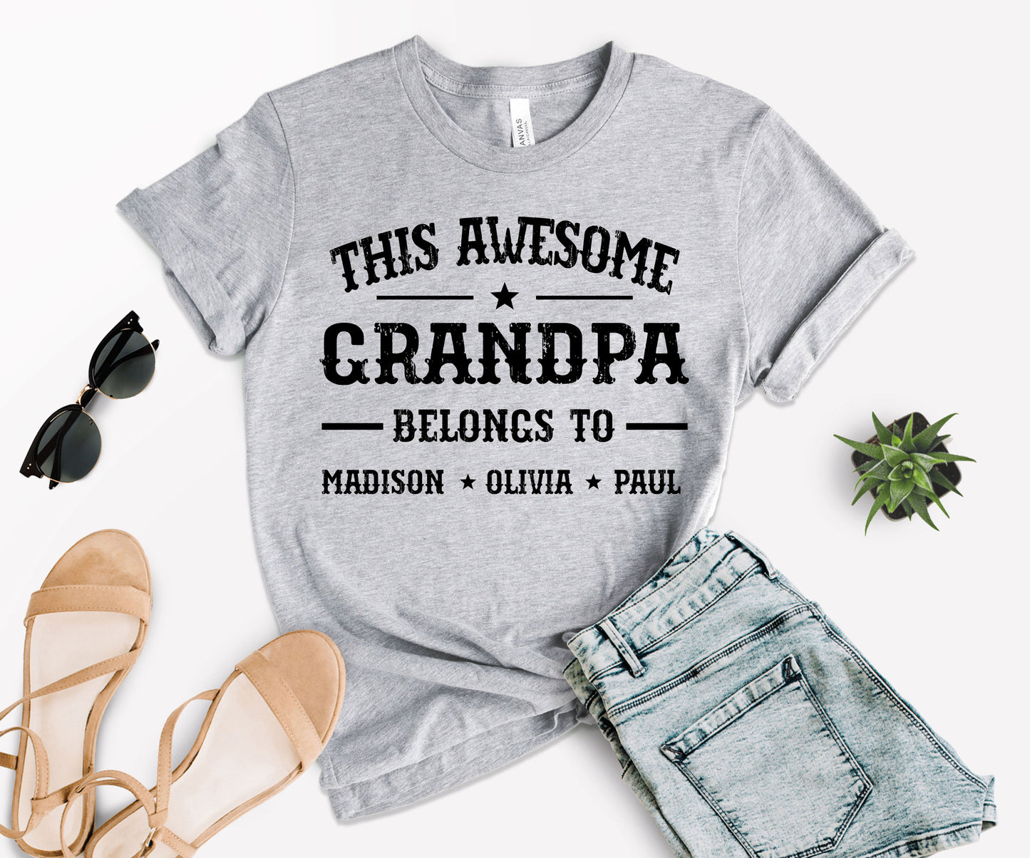 This Awesome Belongs to Shirt, Dad Shirt with Kids Names, Custom Dad Tee-newamarketing