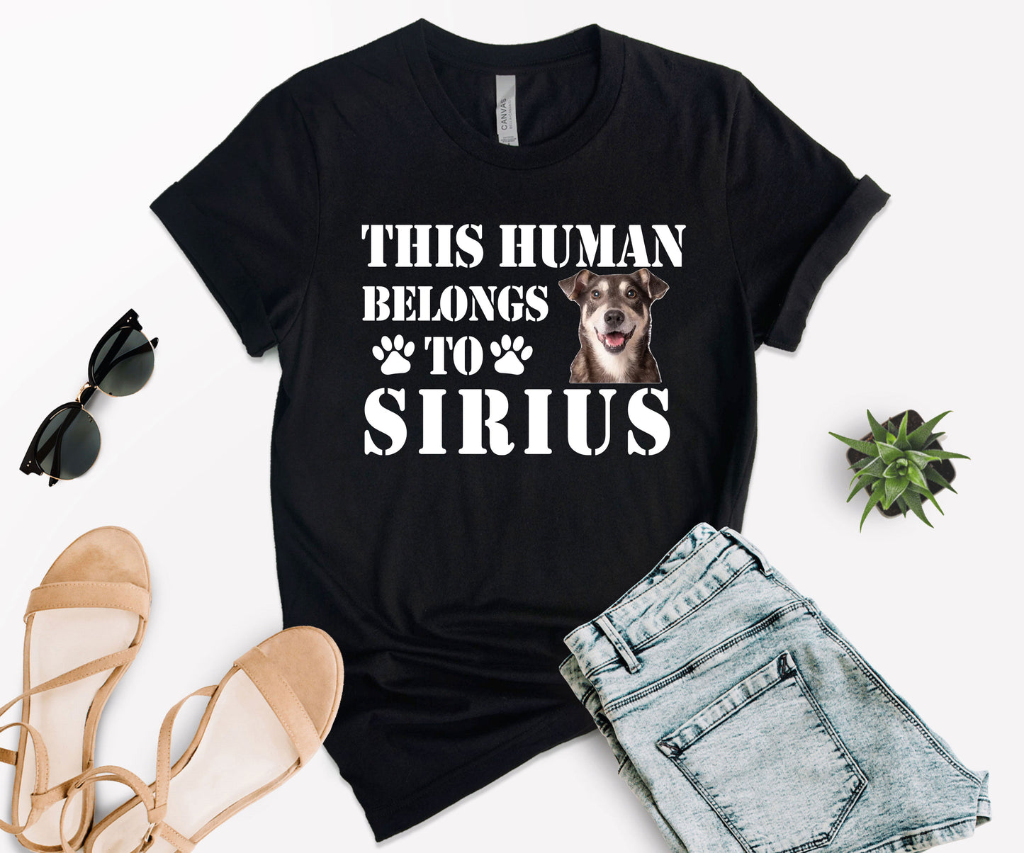 This Human Belongs to Shirt, Custom Dog Dad Shirt, Custom Photo Pet Shirt-newamarketing