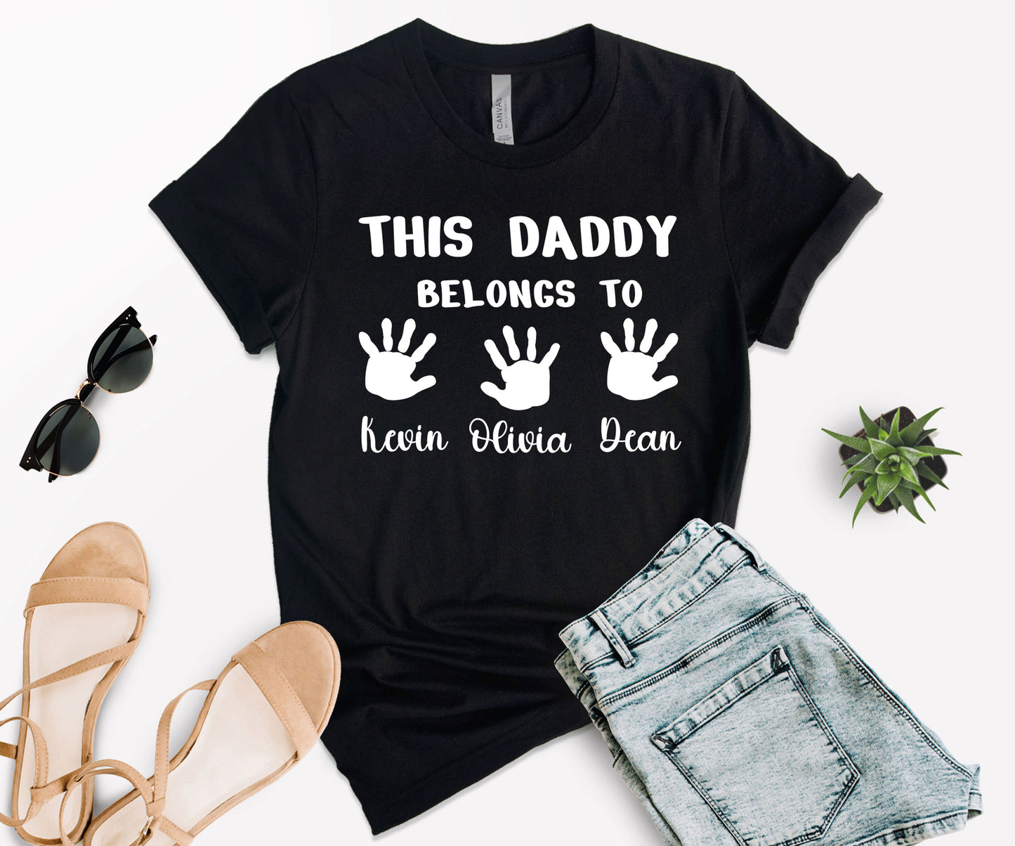 Custom Dad Shirt, This Daddy Belongs to Shirt, Dad Shirt with Kids Names-newamarketing