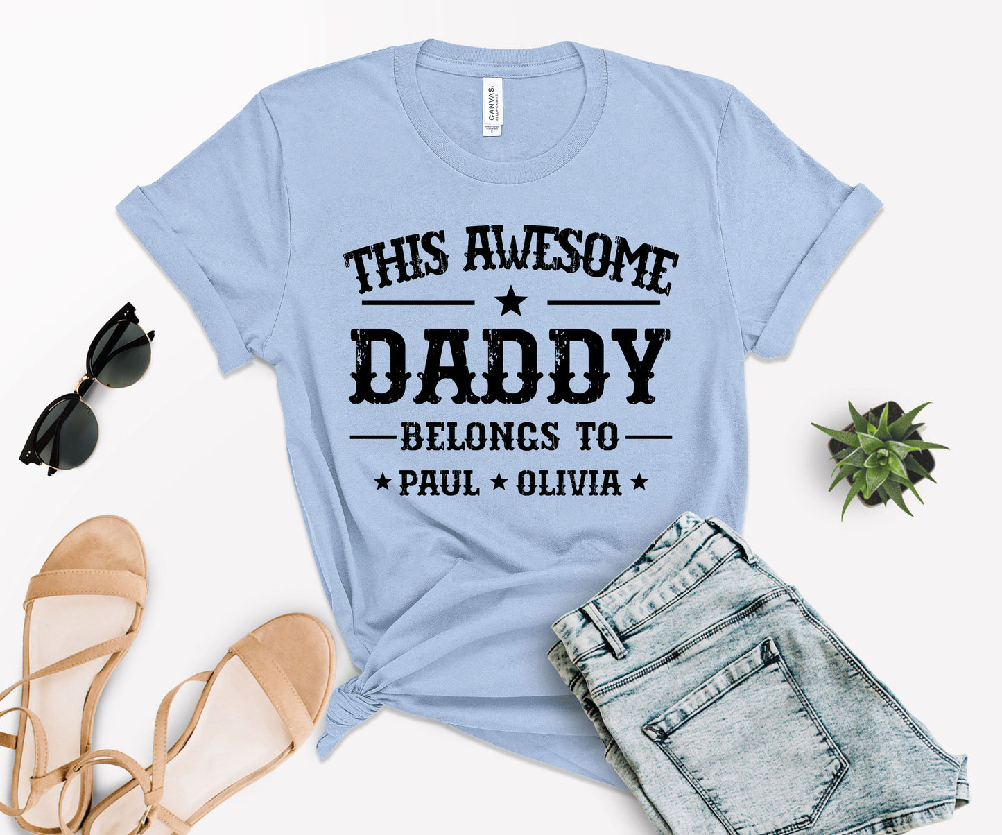 This Awesome Belongs to Shirt, Dad Shirt with Kids Names, Custom Dad Tee-newamarketing