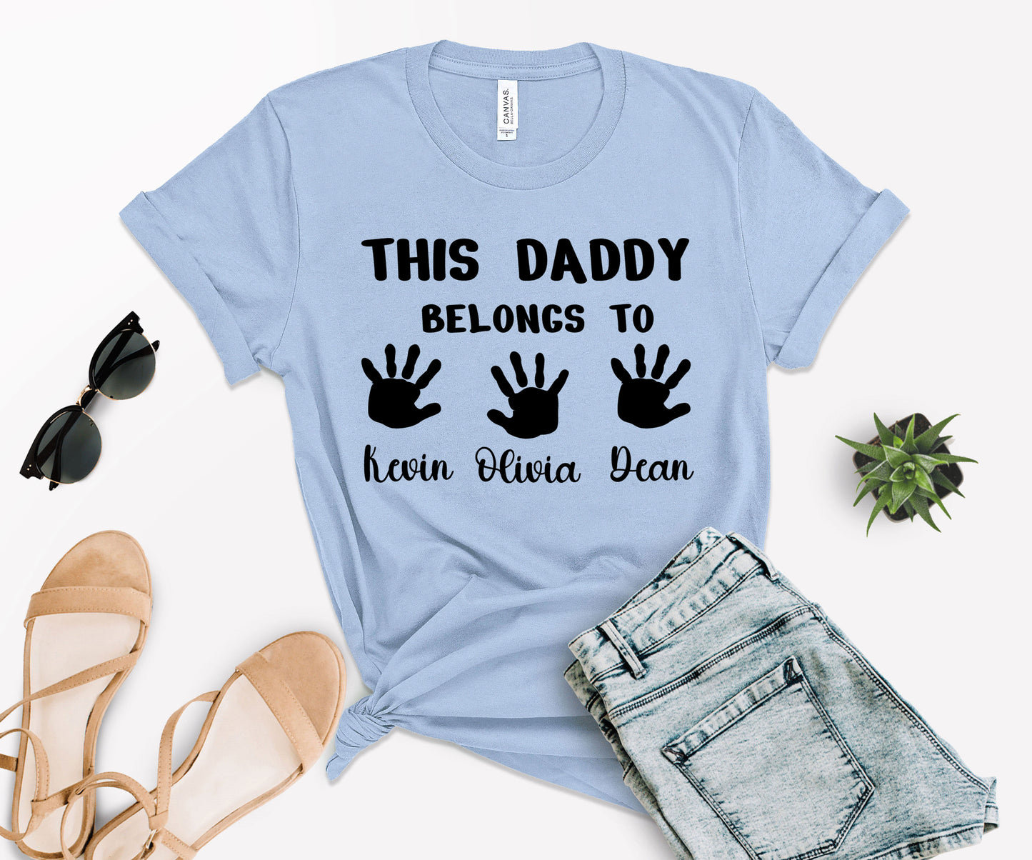 Custom Dad Shirt, This Daddy Belongs to Shirt, Dad Shirt with Kids Names-newamarketing