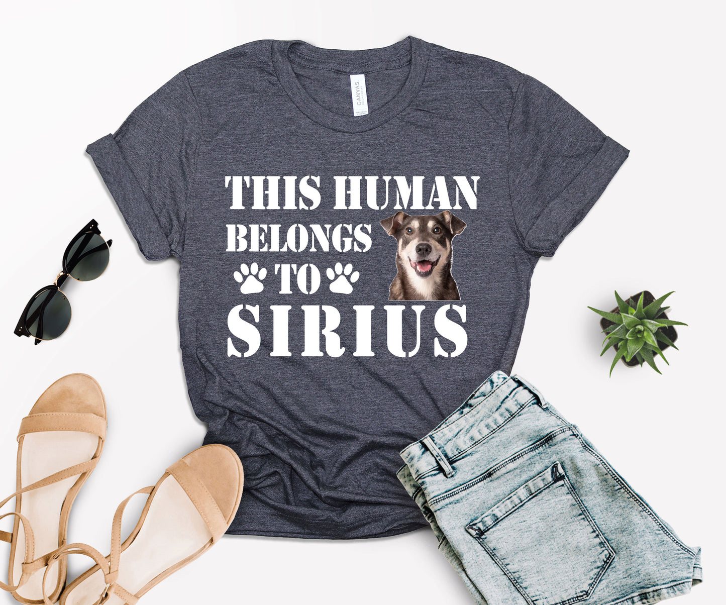 This Human Belongs to Shirt, Custom Dog Dad Shirt, Custom Photo Pet Shirt-newamarketing