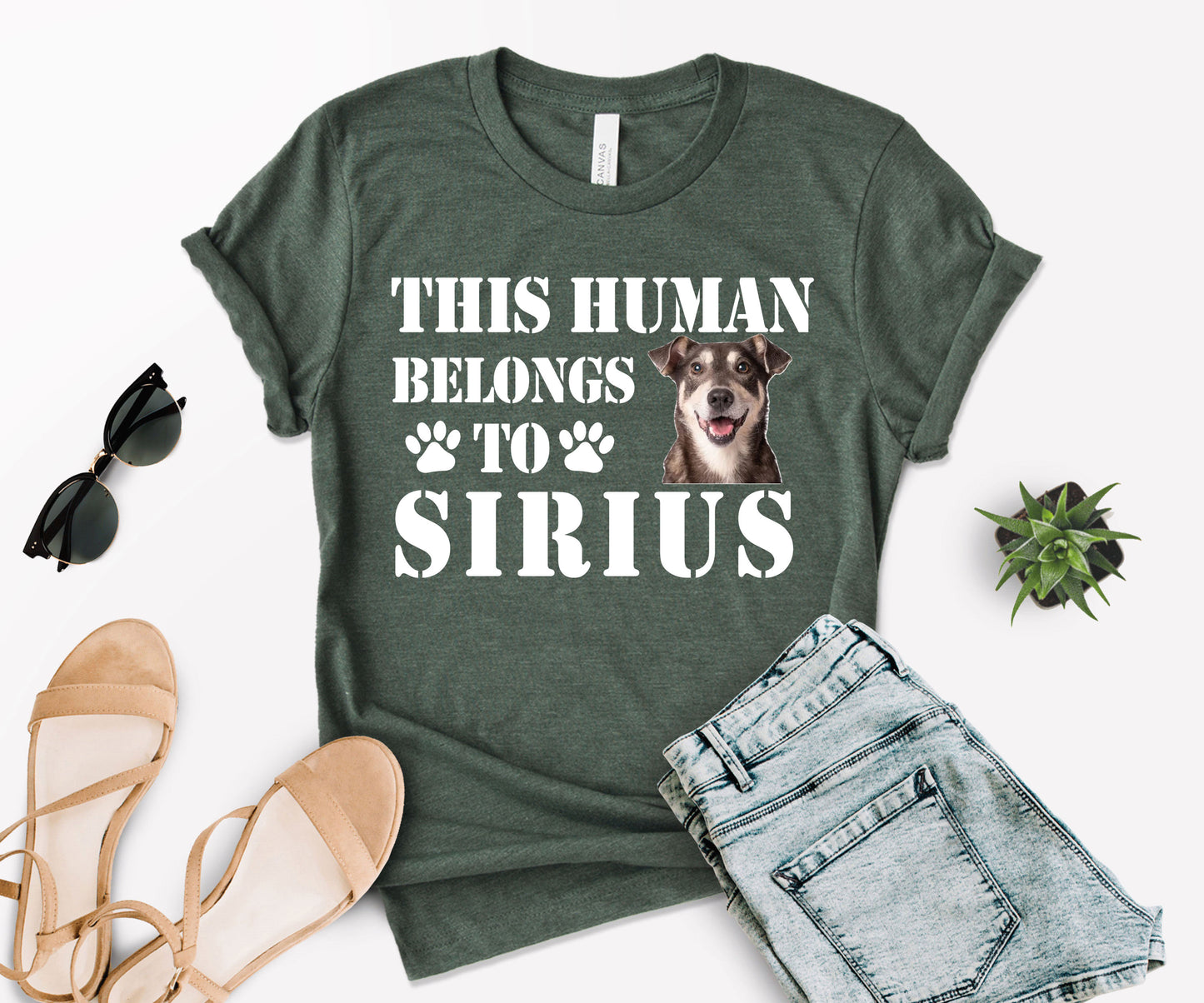 This Human Belongs to Shirt, Custom Dog Dad Shirt, Custom Photo Pet Shirt-newamarketing